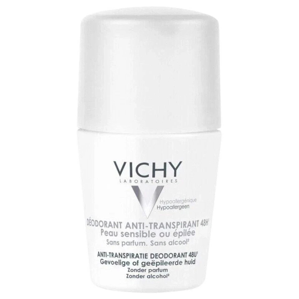 Vichy 48H Anti-Perspirant Deodorant Sensitive Skin Roll-on 2 x 50ml NEW, FRESH