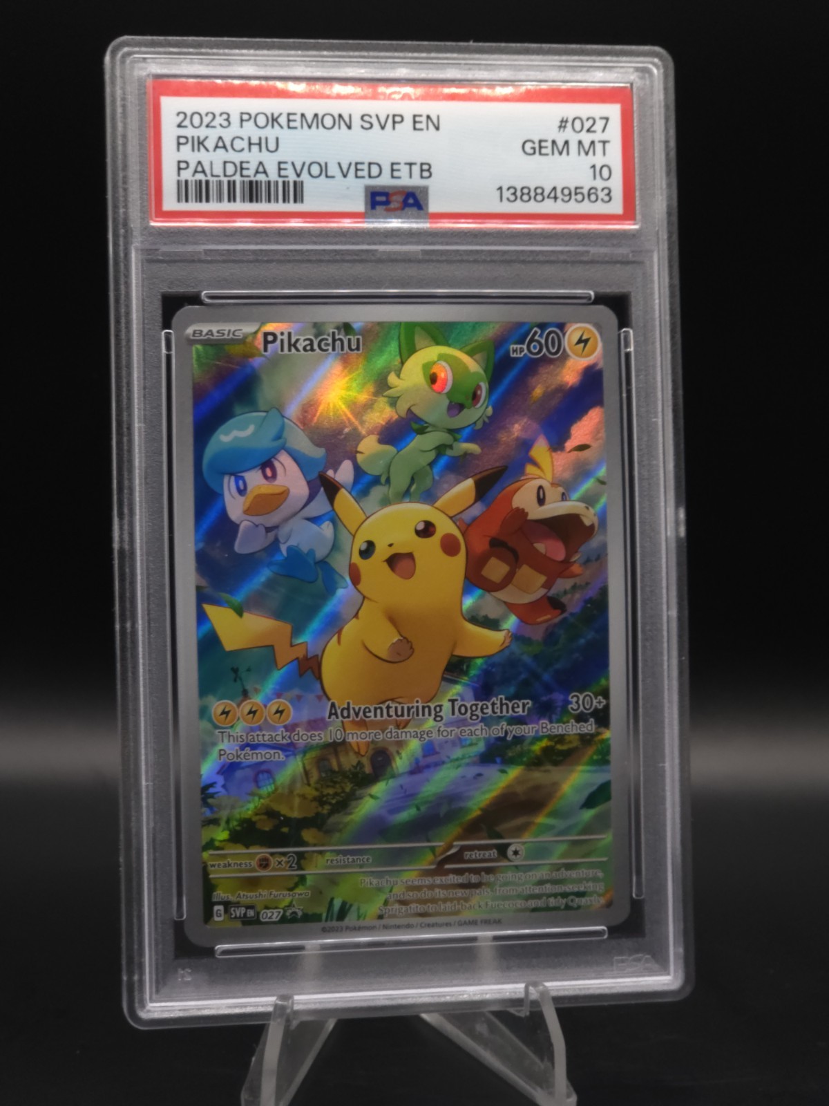 2023 Pokemon Paldea Evolved ETB Pikachu #27 Basic/Promo PSA 10 2023 Pokemon Paldea Evolved ETB Pikachu #27 Basic/Promo PSA 10