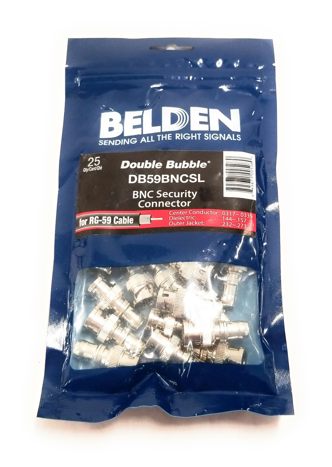 Lot of 25 NEW Belden DB59BNCSL Double Bubble BNC Security Connector for RG-59