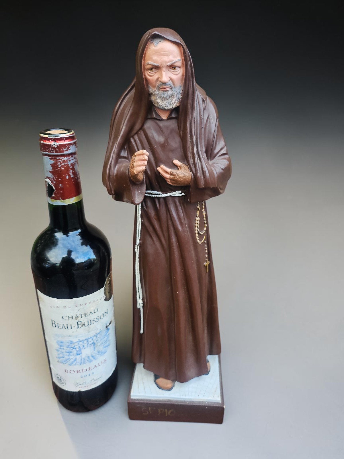 Vintage Religious Saint Statue Of  Padre Pio Religious 1970s