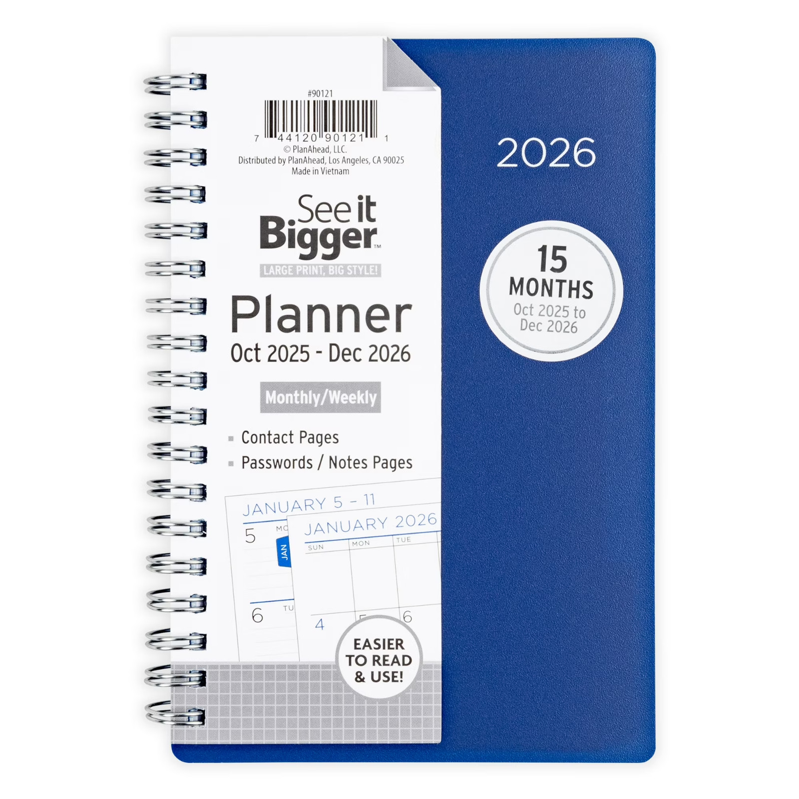 See It Bigger Small Weekly Planner Blue | Oct 2025–Dec 2026 | 15 Month