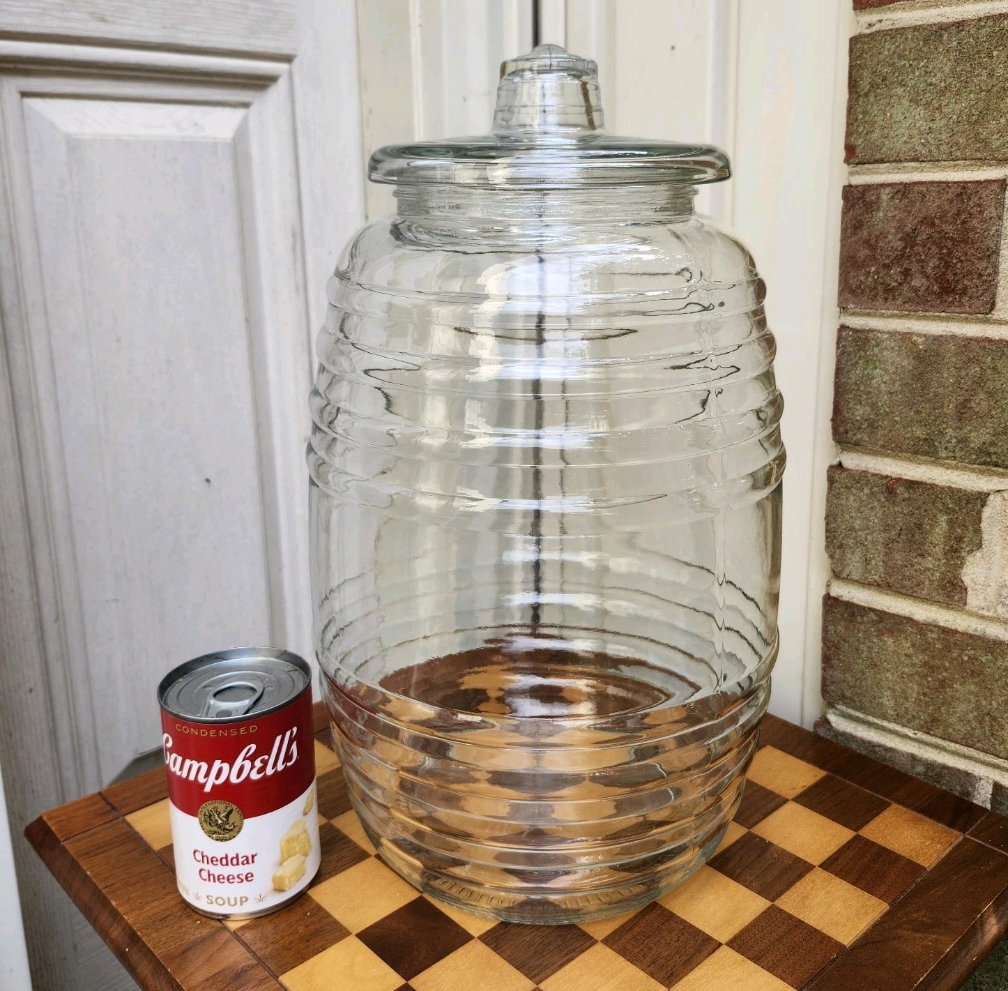 Vtg Libbey Barrel Canister Crisa 10 Liters/2.5 gal Glass Pickle Jar Beehive MCM