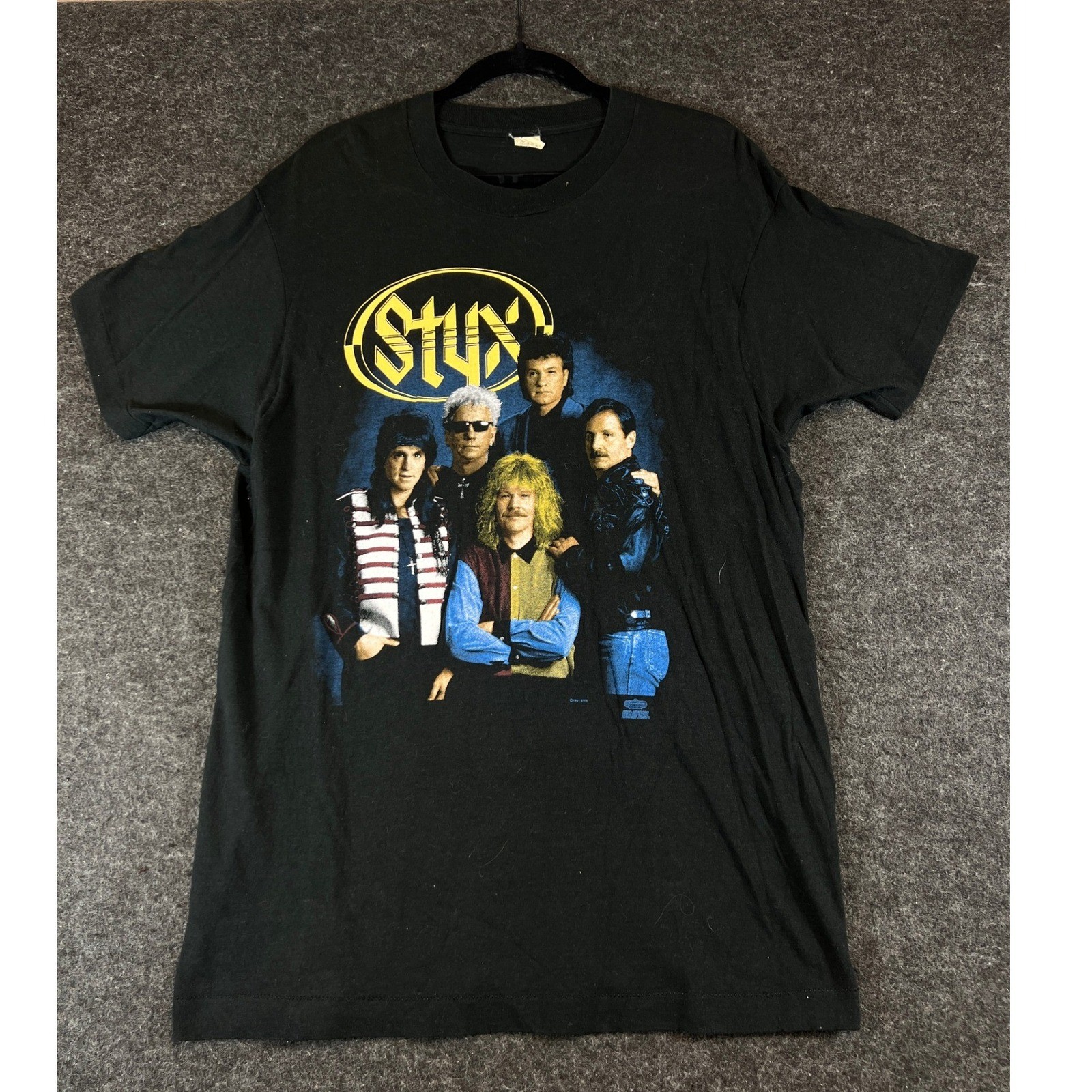 Vintage 80s Styx Edge of the Century Tour 1991 T-Shirt Men XL Screen Stars Black
