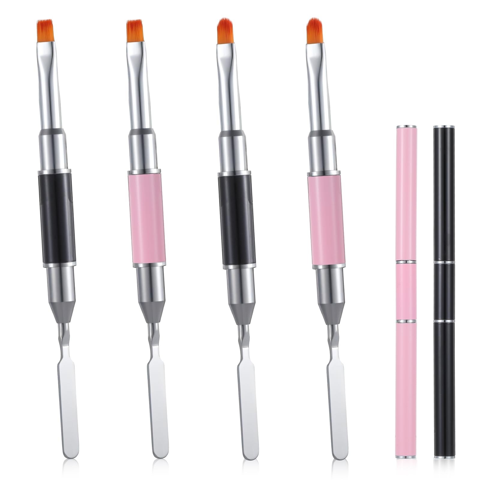 4 Pcs 2 In 1 Polygels Brush, Dual-Ended Polygels Brush, Gel Nail Brushes Buil...