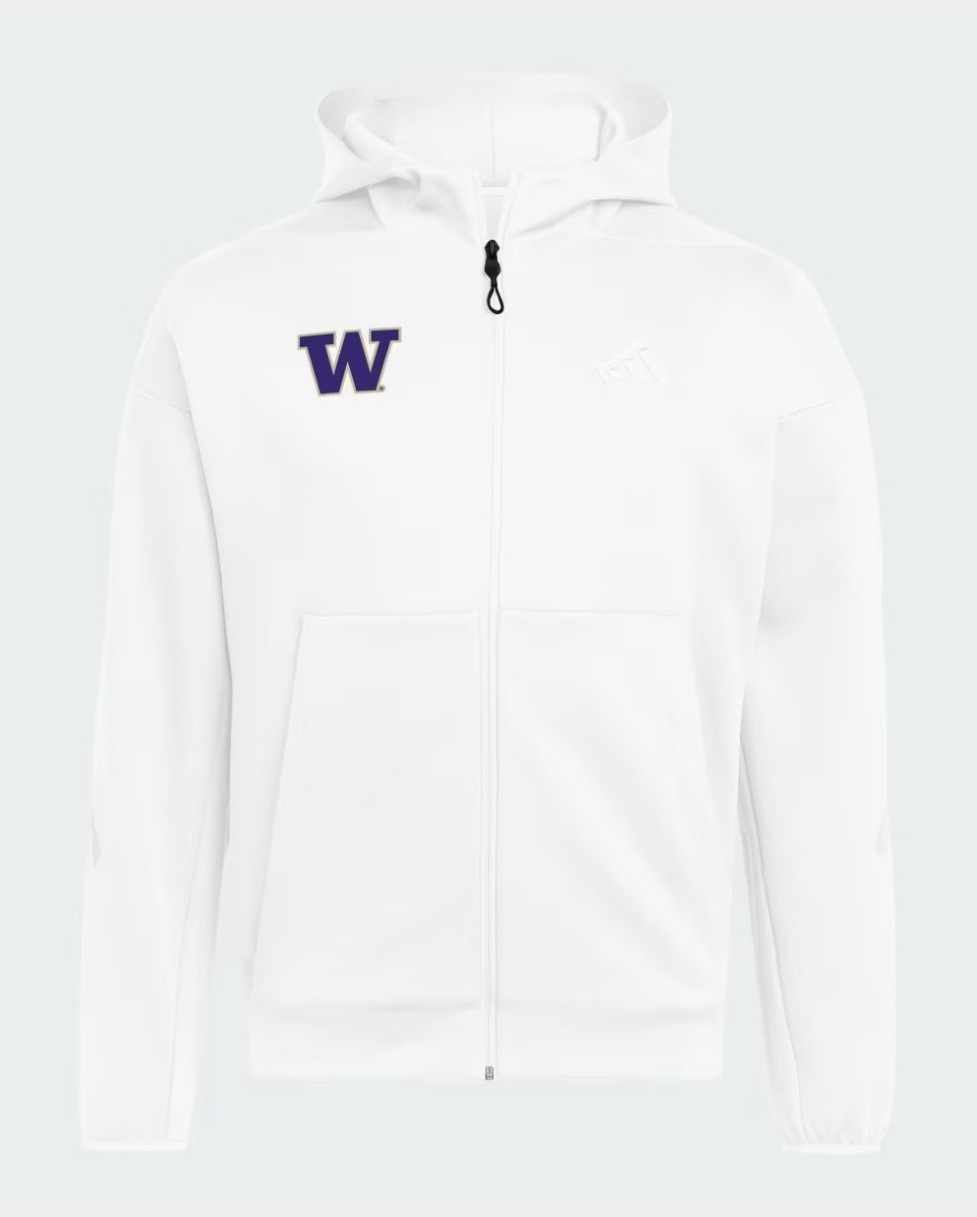 Adidas Washington Huskies ZNE Full-Zip Hoodie M White MSRP $120 UW NEW Adidas Washington Huskies ZNE Full-Zip Hoodie M White MSRP $120 UW NEW