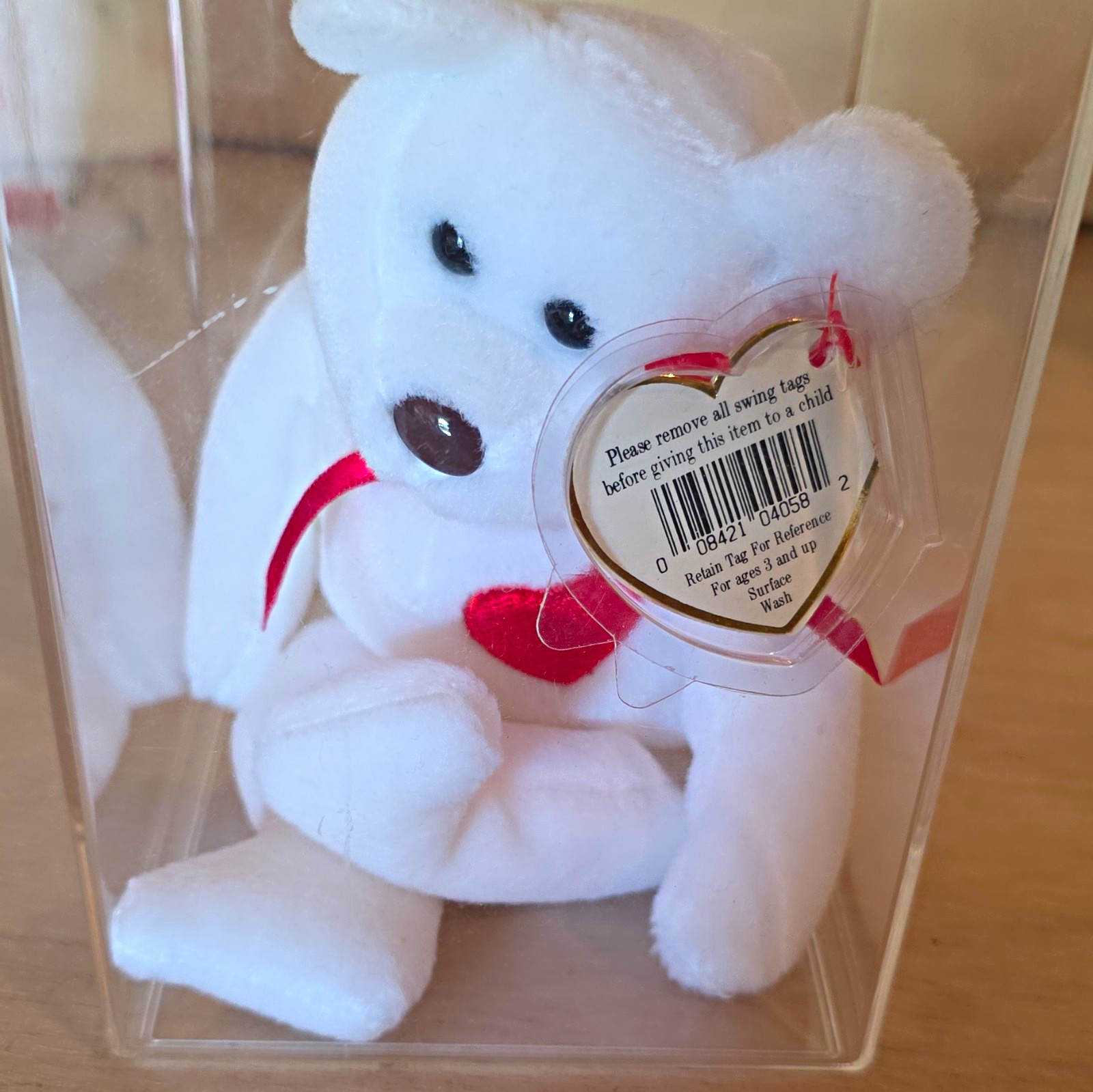 Ty Beanie Babies Valentino White Bear with Red Heart 1993 Vintage