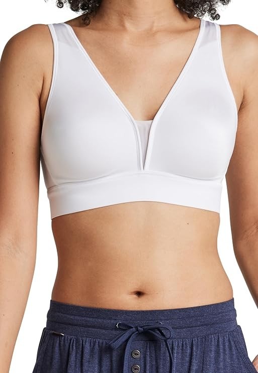 Jockey Women\'s Forever Fit V-Neck Unlined Bra White Size:S NWT