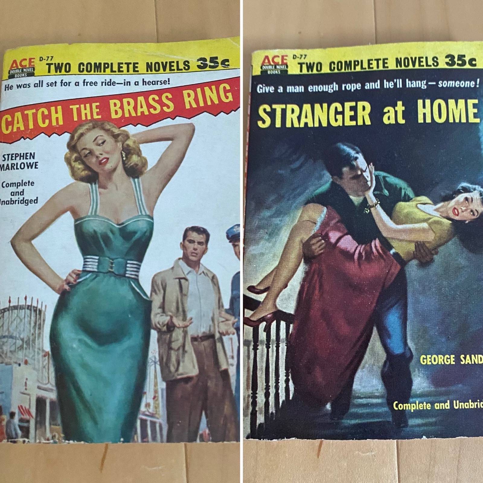 Ace Double Pulp Paperback Book Stranger At Home Catch Brass Ring D-77 Novels 50s