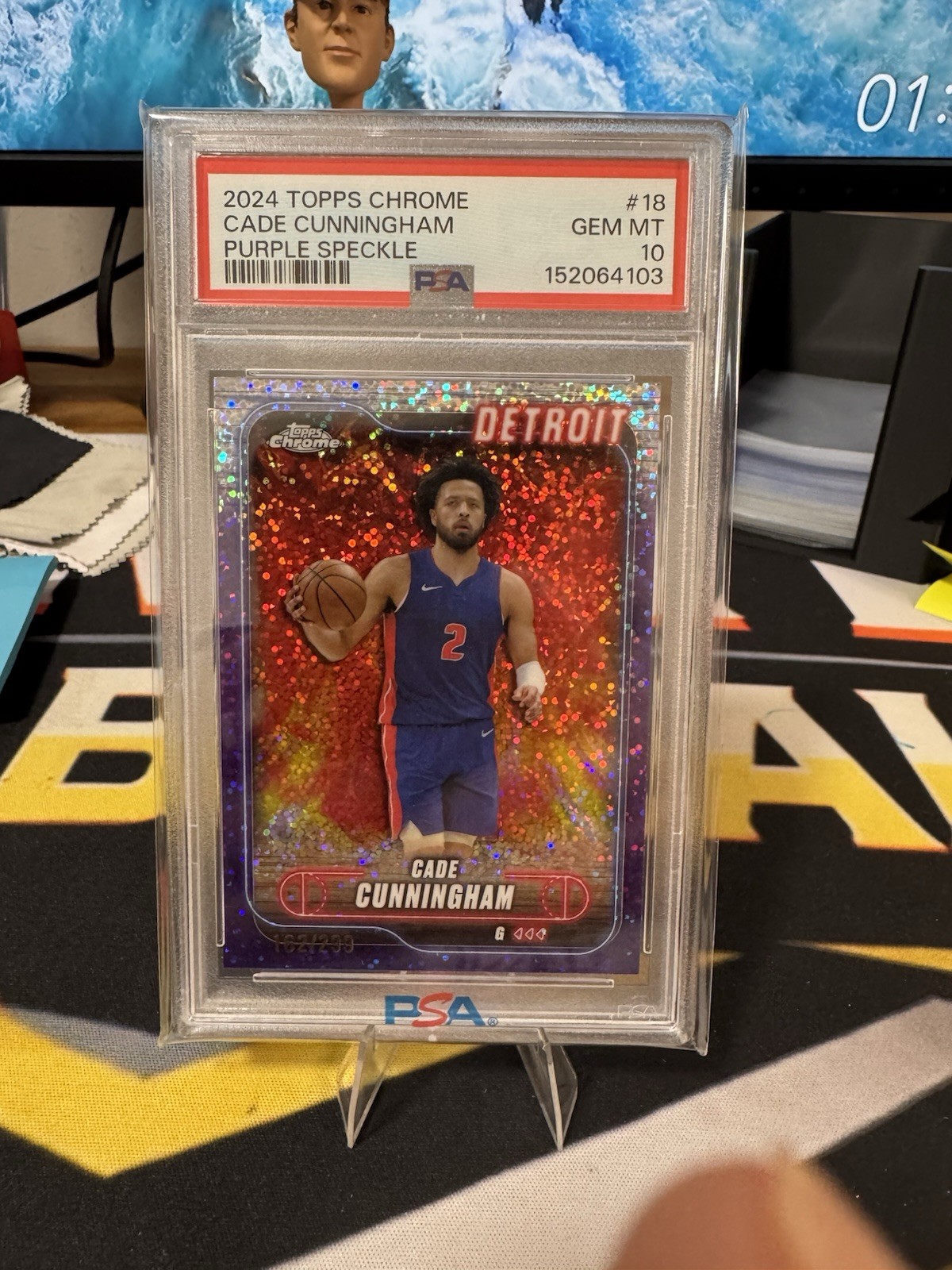 2024-25 Topps Chrome Cade Cunningham #18 Purple Speckle /299 PSA 10 Pistons