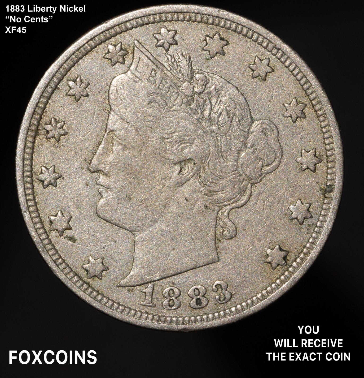 1883 NO CENTS Liberty V Nickel XF-  TOUGH DATE - FIRST YEAR OF ISSUE