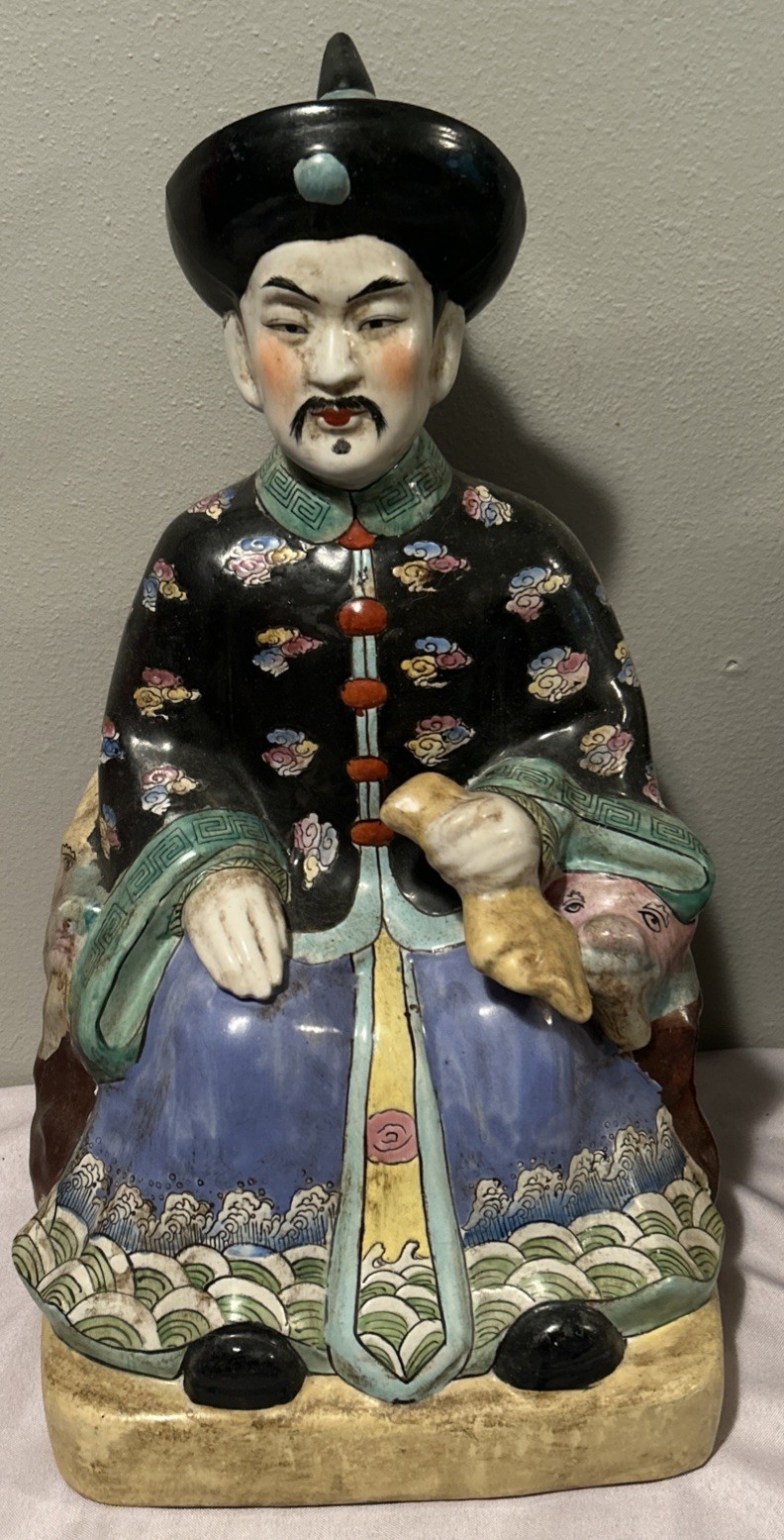 Vintage Japanese Ceramic Statue hollow  Large 18” Tall 3D