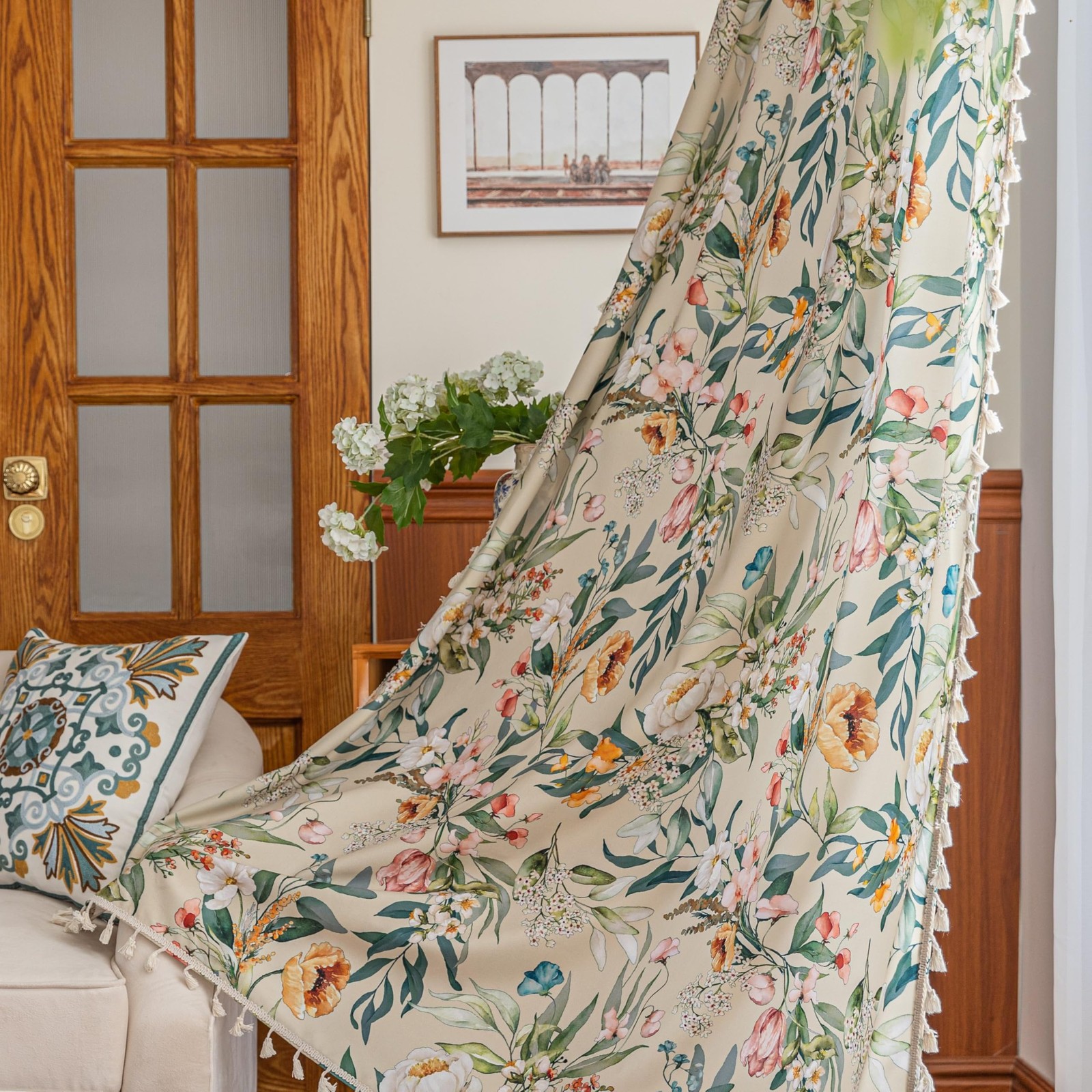 Erbnaryx Boho Floral French Country Farmhouse Curtains 54\
