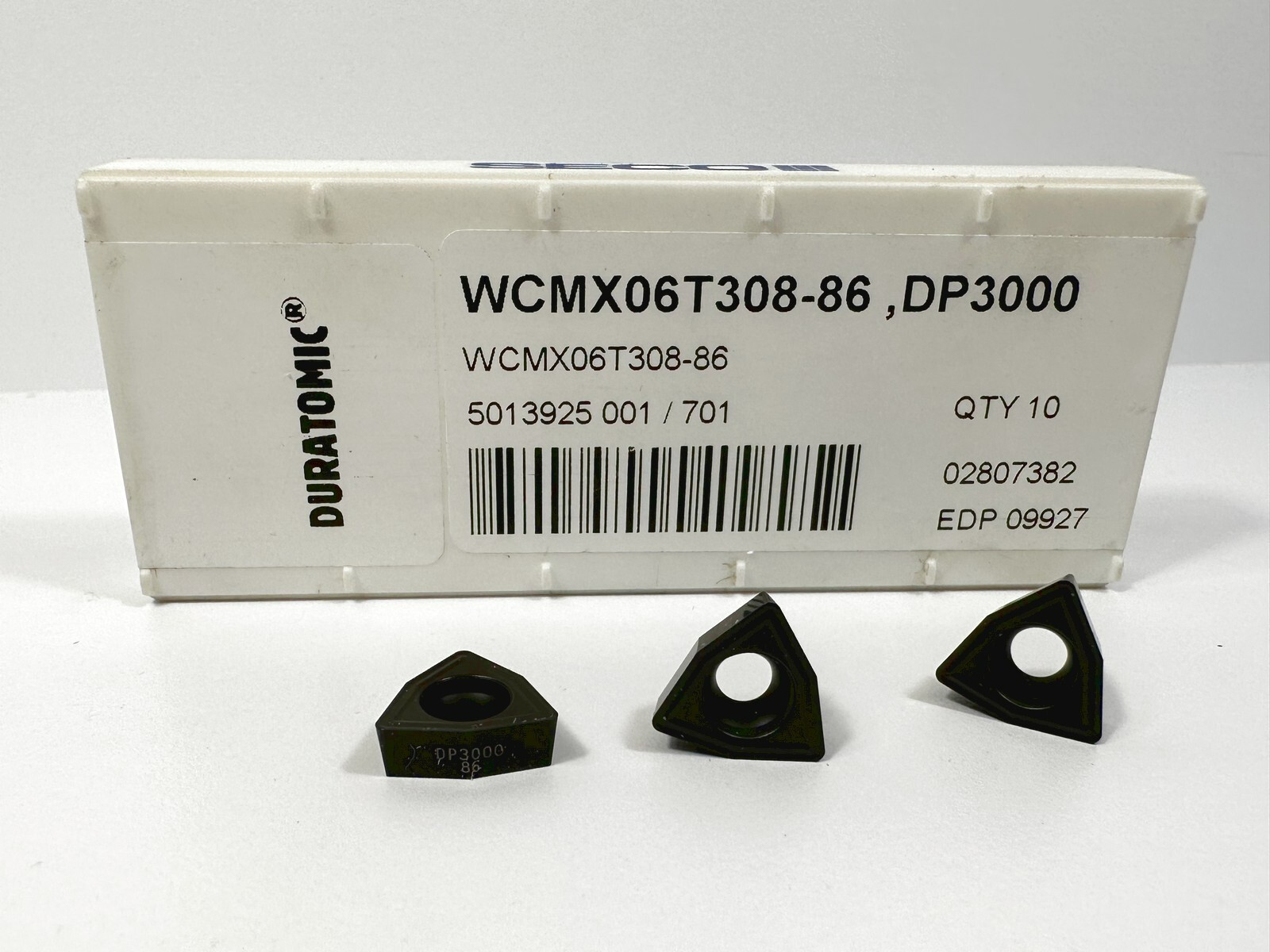 SECO WCMX06T308-86 New Carbide Inserts 09927 Grade DP3000 3pcs SECO WCMX06T308-86 New Carbide Inserts 09927 Grade DP3000 3pcs