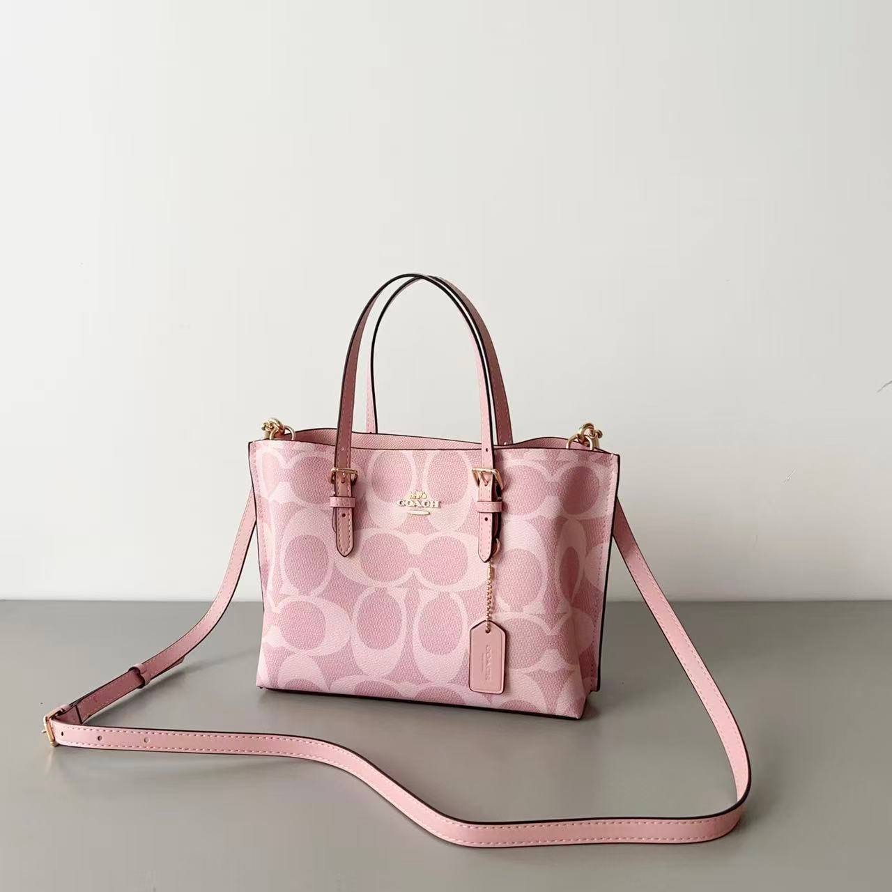 COACH CAL50 Mollie Tote Bag 25 Signature Canvas Pink Handbag Crossbody COACH CAL50 Mollie Tote Bag 25 Signature Canvas Pink Handbag Crossbody