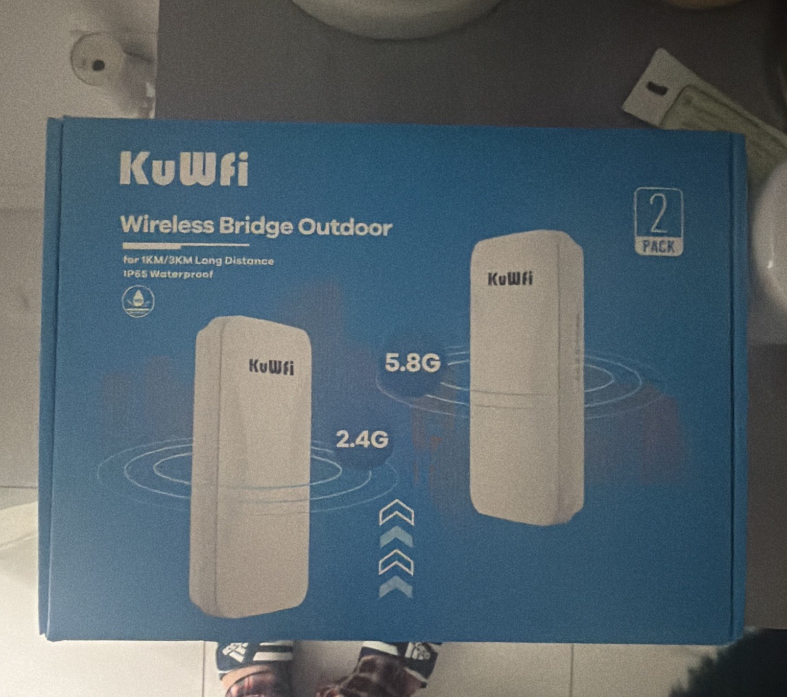 KuWfi Wireless Bridge Outdoor 2-Pack 2.4G/5.8G Wireless Bridge White KuWfi Wireless Bridge Outdoor 2-Pack 2.4G/5.8G Wireless Bridge White