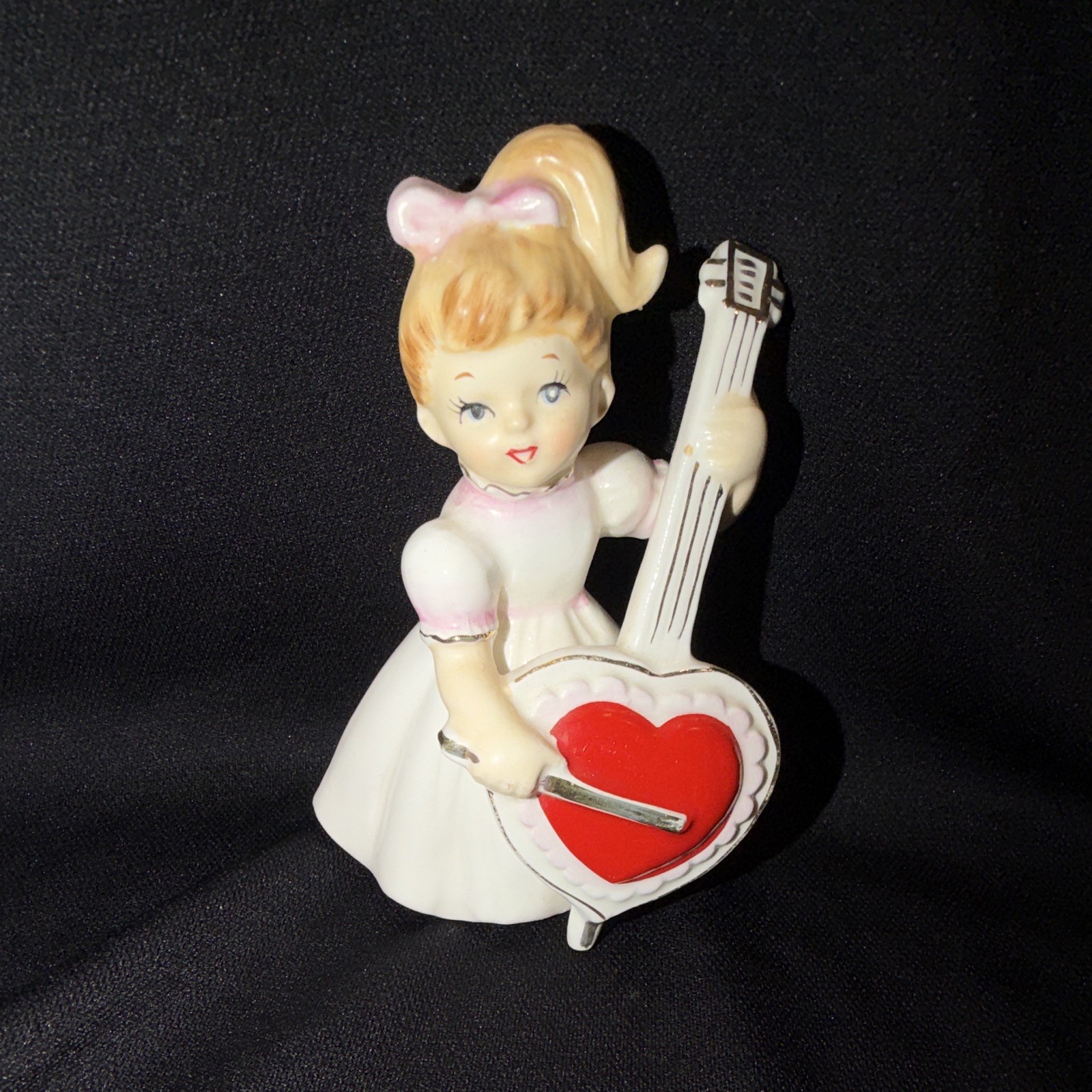 Vintage Lefton 1963 Valentine Girl Playing Cello Figurine Vintage Lefton 1963 Valentine Girl Playing Cello Figurine