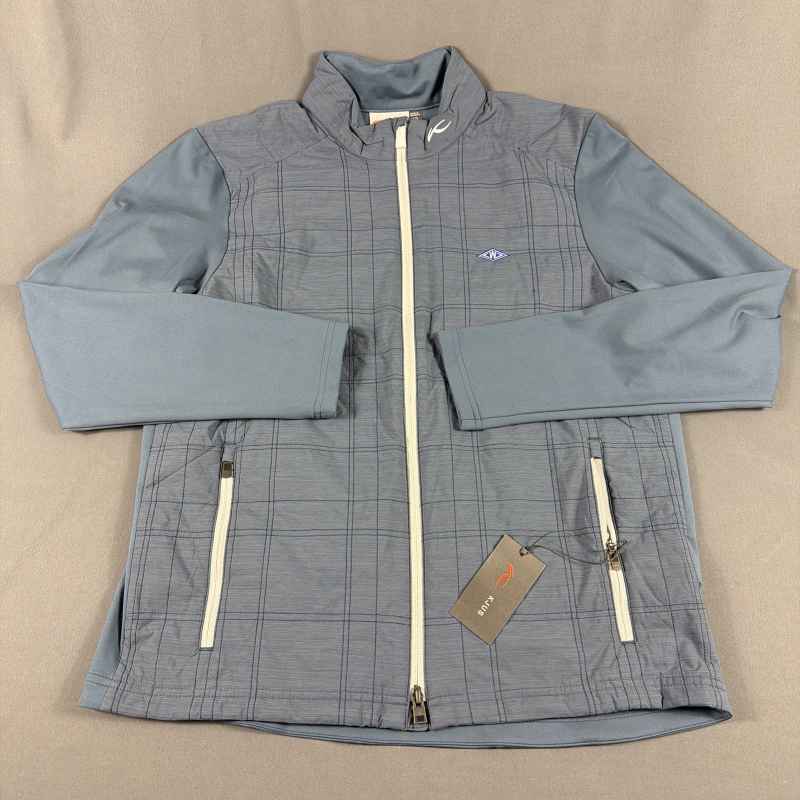 KJUS Golf Jacket Rowan Insulated Chest Logo XL Blue Gray Polyester NWT MSRP $229
