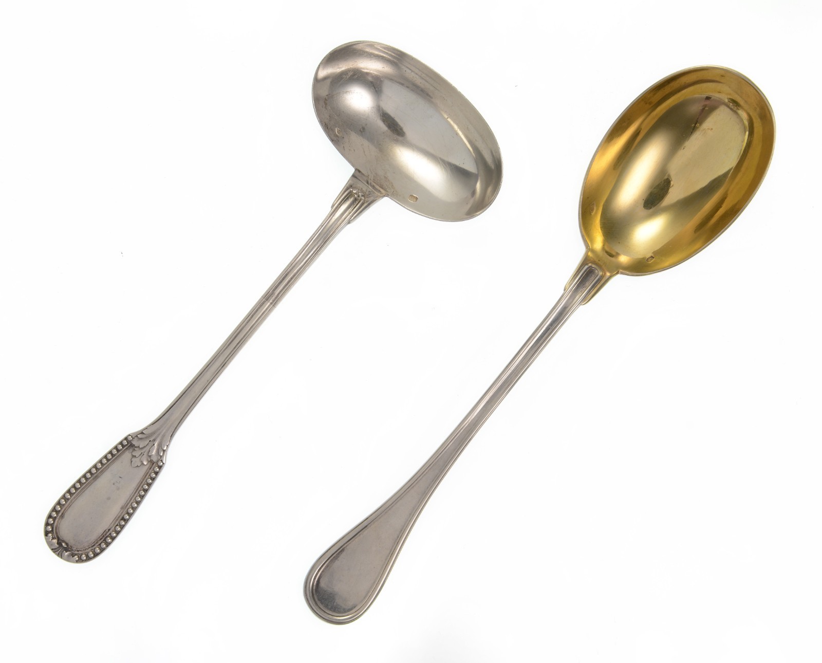Emile Puiforcat Circa 1900 Gilded Soup Pair of Ladle And Cream Spoon Emile Puiforcat Circa 1900 Gilded Soup Pair of Ladle And Cream Spoon