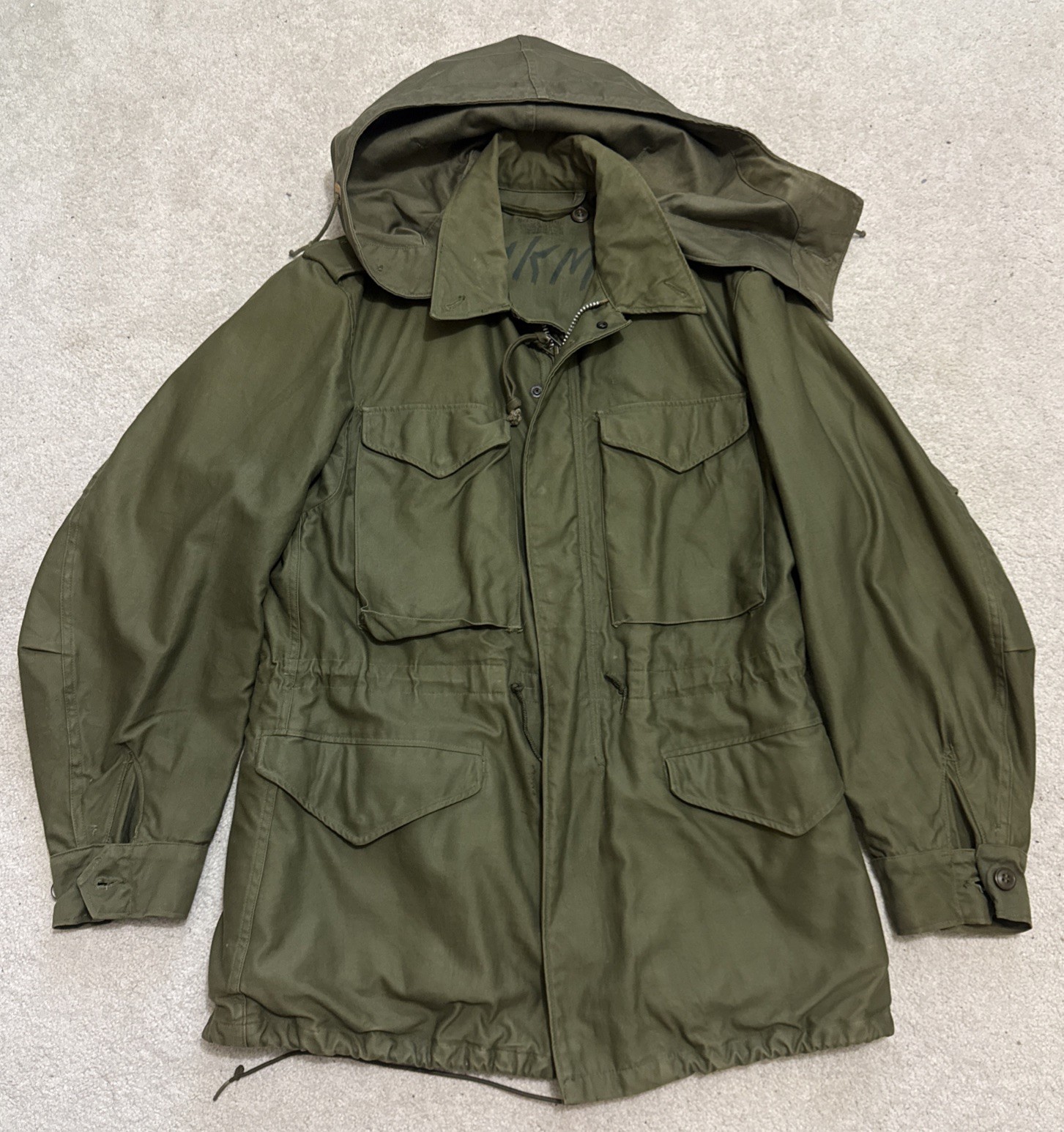 Vtg M-65 US Army Cold Weather Field Jacket Coat Hooded M-1943 Small Reg OG-107 Vtg M-65 US Army Cold Weather Field Jacket Coat Hooded M-1943 Small Reg OG-107