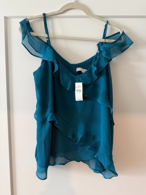 LOFT Dark Teal Ruffle Tank Size 14 NWT LOFT Dark Teal Ruffle Tank Size 14 NWT