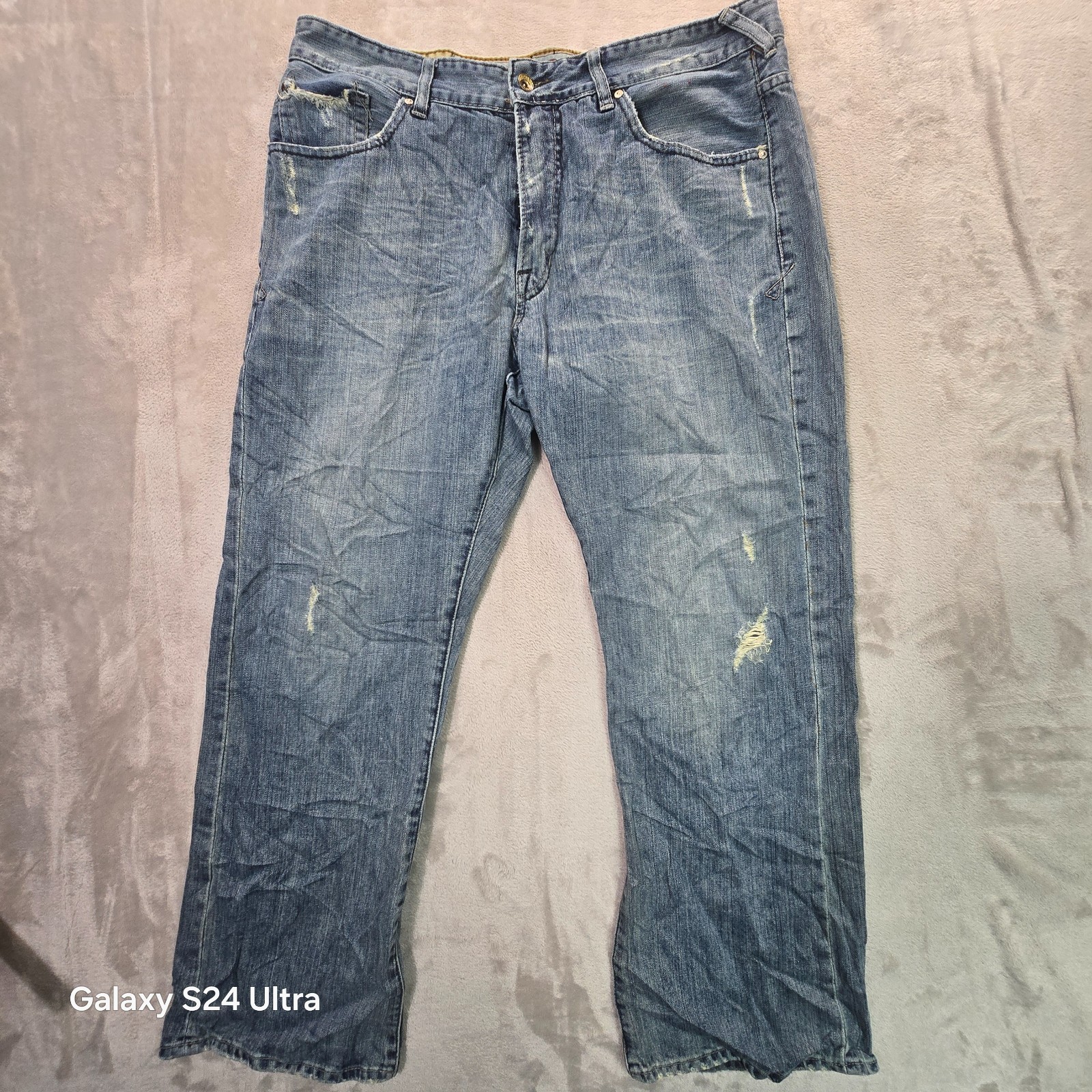Vintage Unionbay Jeans Mens 36 Blue Denim Medium Wash Distressed Grunge Everyday