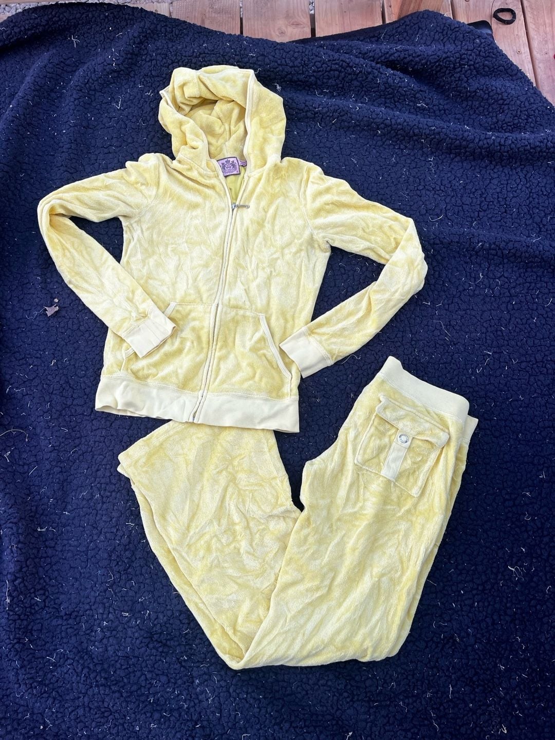 Juicy Couture Yellow Velour Tracksuit Set Hoodie and Pants