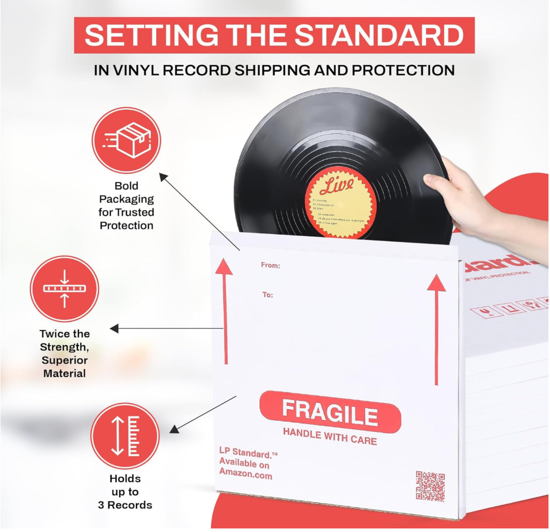 Vinyl Record LP Shipping Mailer Box, 13 