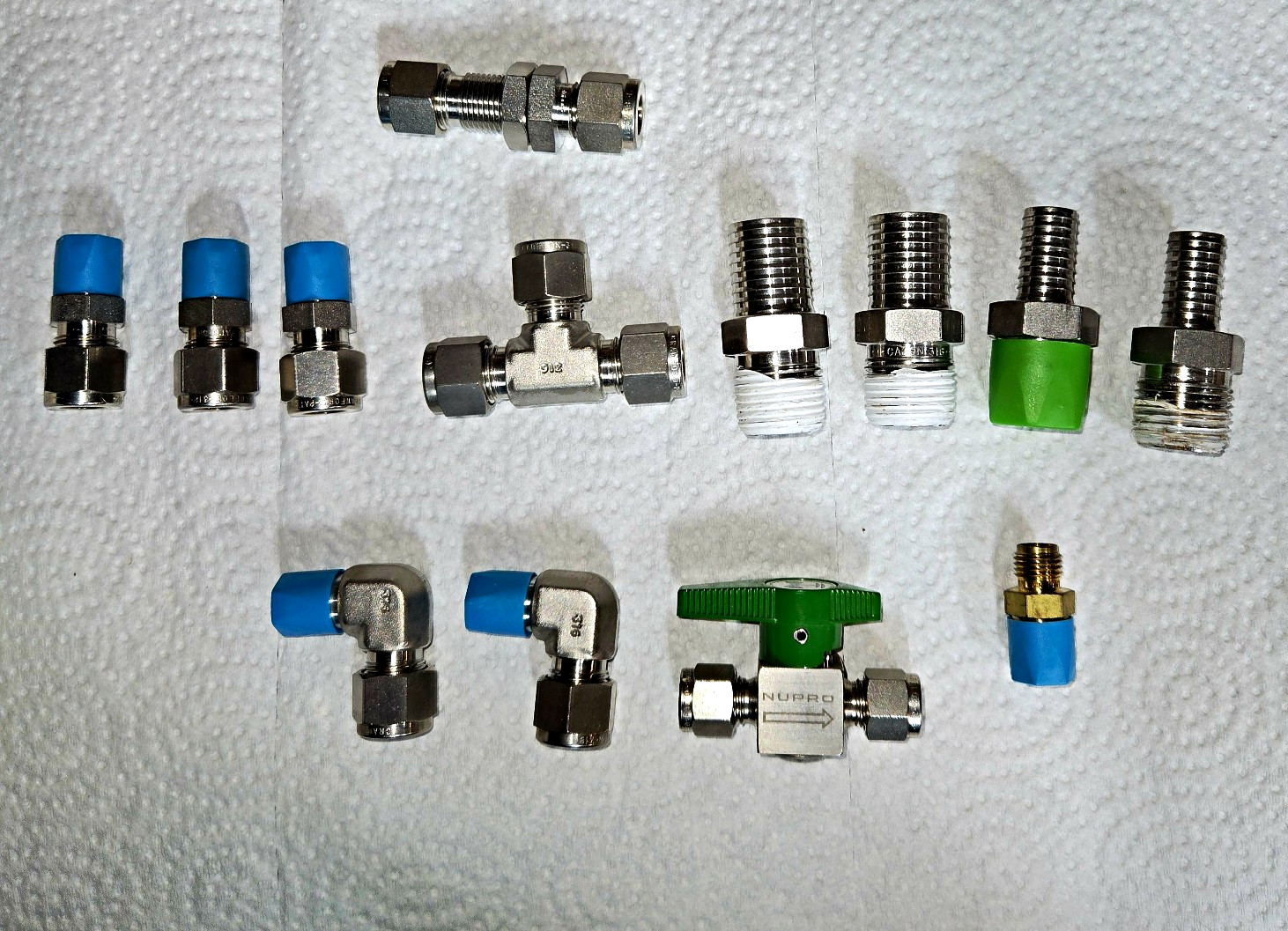 Swagelok & Nupro Compression Fitting & Valve Lot - 21 Pcs Brass & 316 SS Mixed