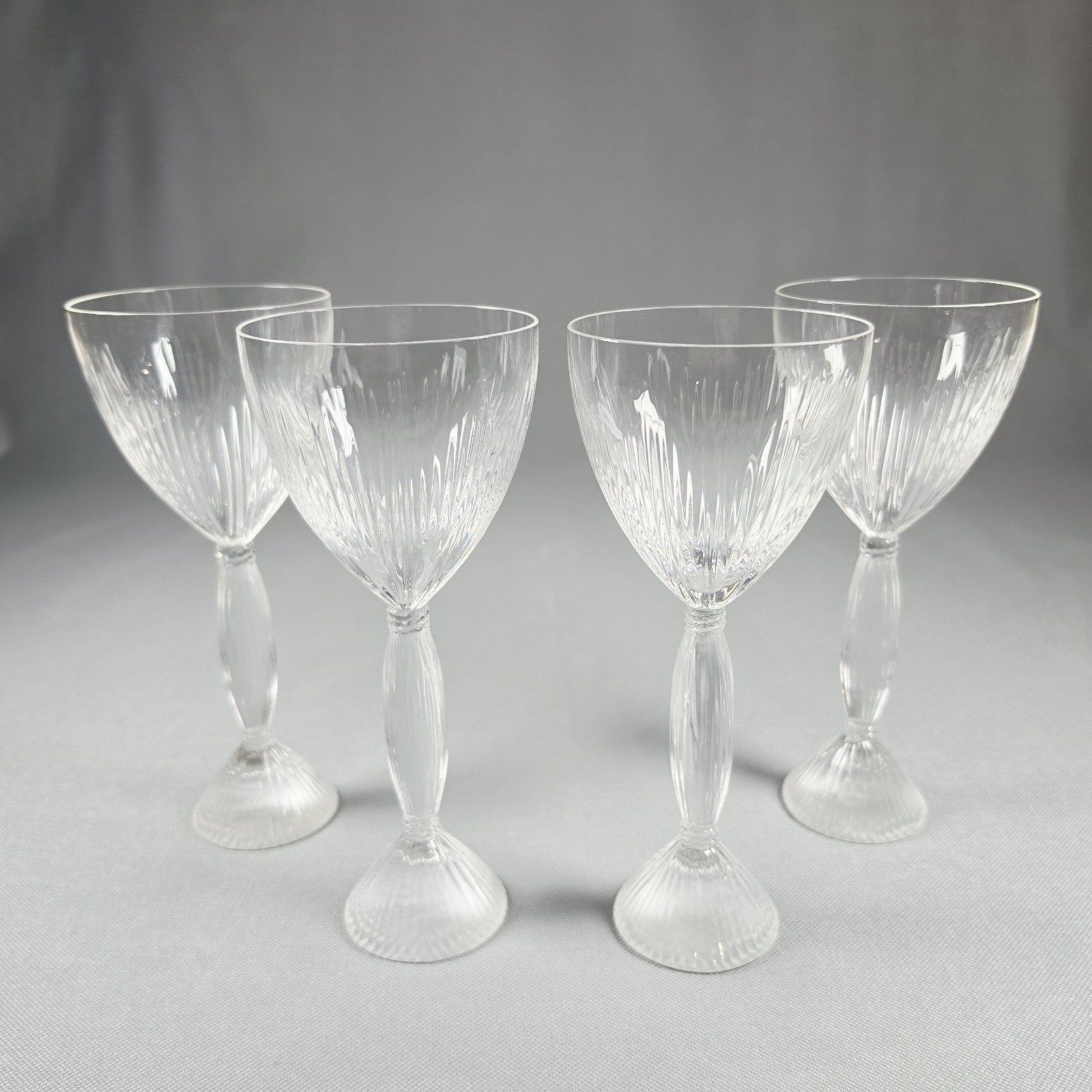 Hermes Moisson Vintage Crystal Wine Glasses Set of 4 France