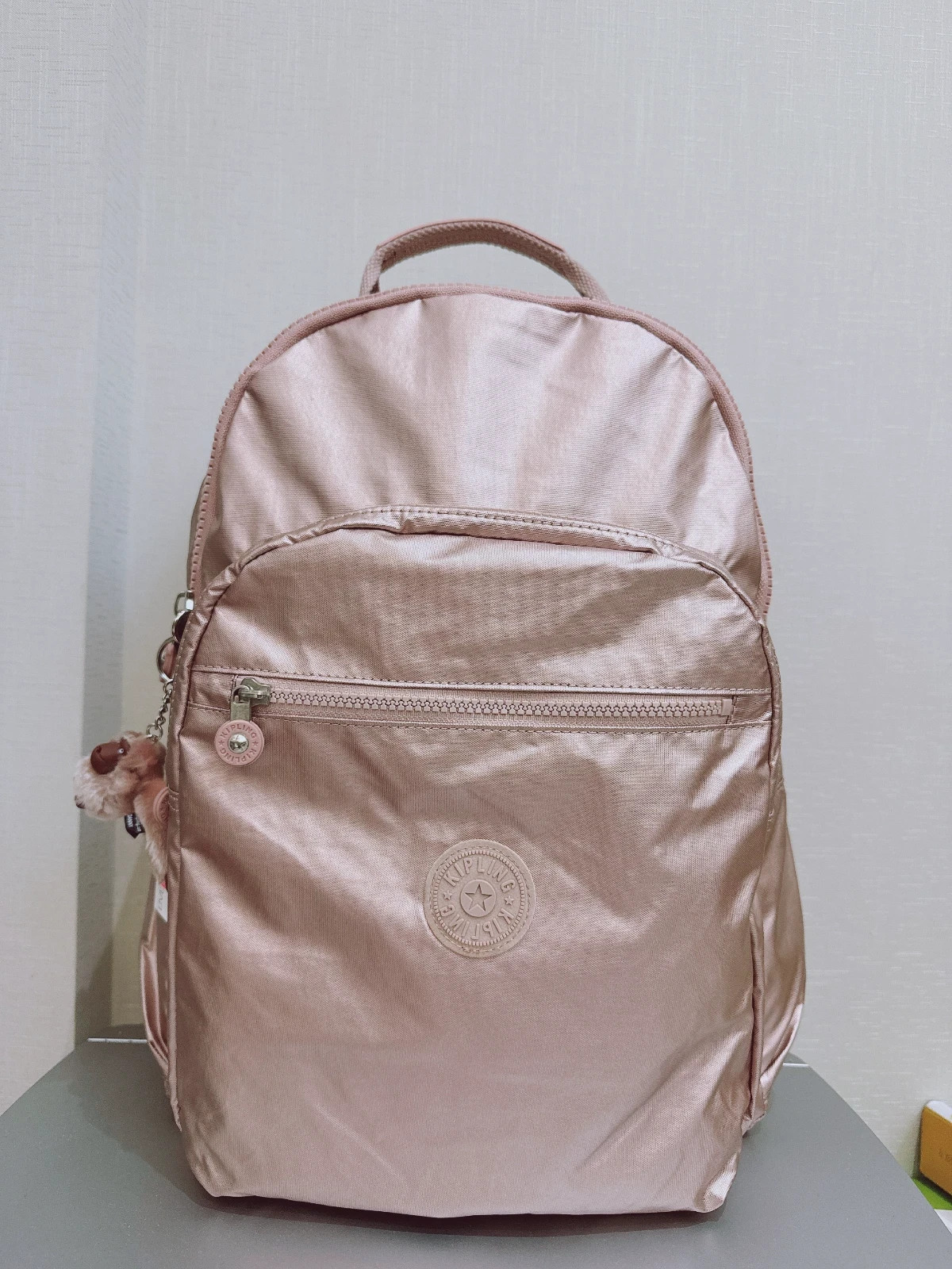 NWT Kipling Seoul vintage laptop Large Backpack in Metallic PINK zipper 45cm