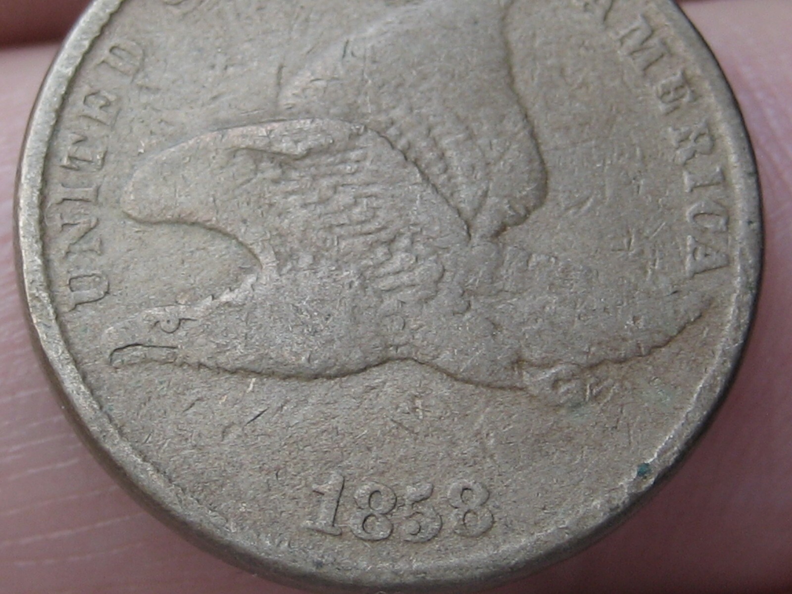 1858 Flying Eagle Penny One Cent- Small Letters, Fine Details
