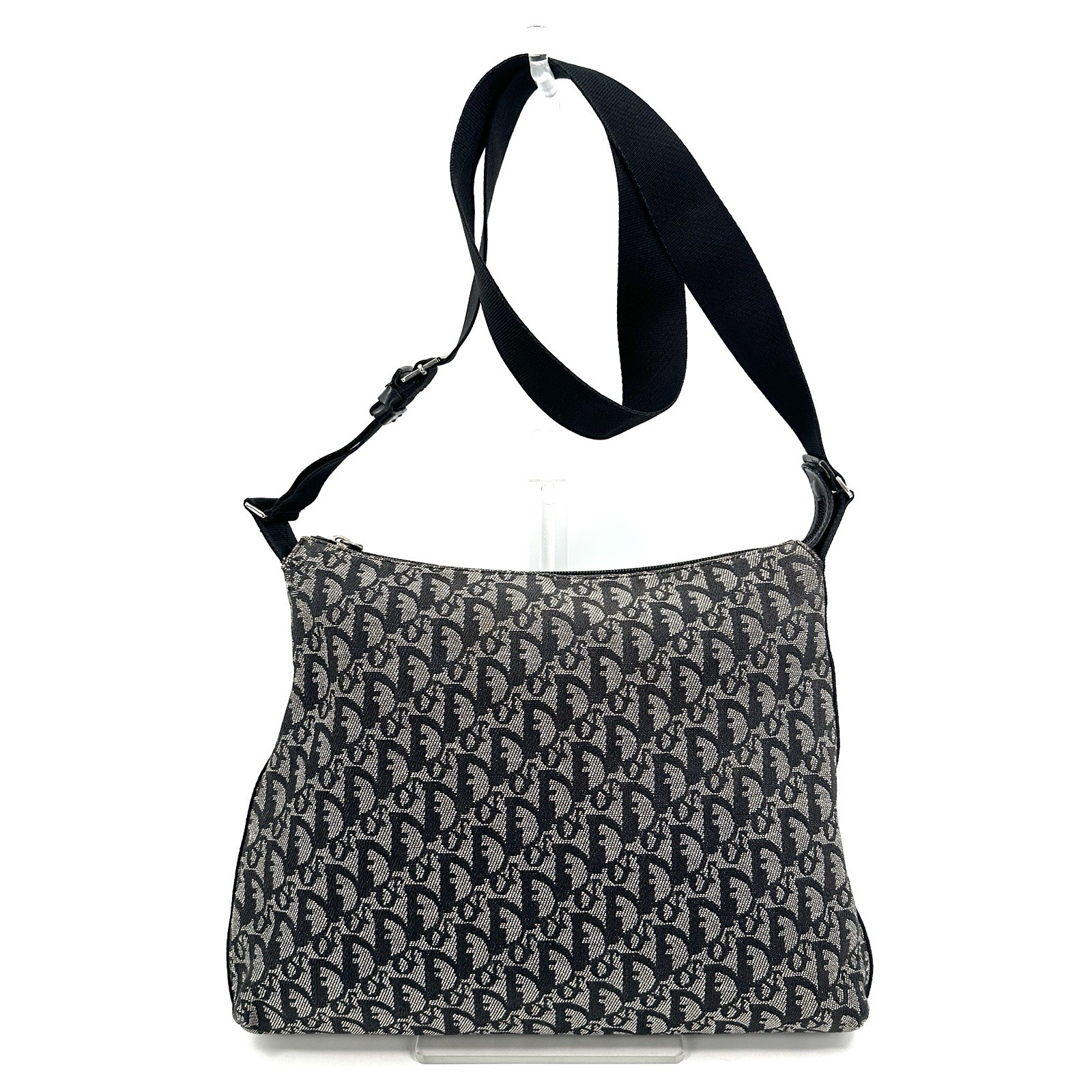 W/DDP Authentic Vintage Christian Dior Trotter Messenger Bag Canvas Black Gray