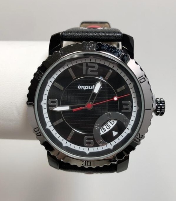 NEW Impulse By Steinhausen IM8559LLR Men\'s Racing Stripe Red/Black Leather Watch NEW Impulse By Steinhausen IM8559LLR Men\'s Racing Stripe Red/Black Leather Watch