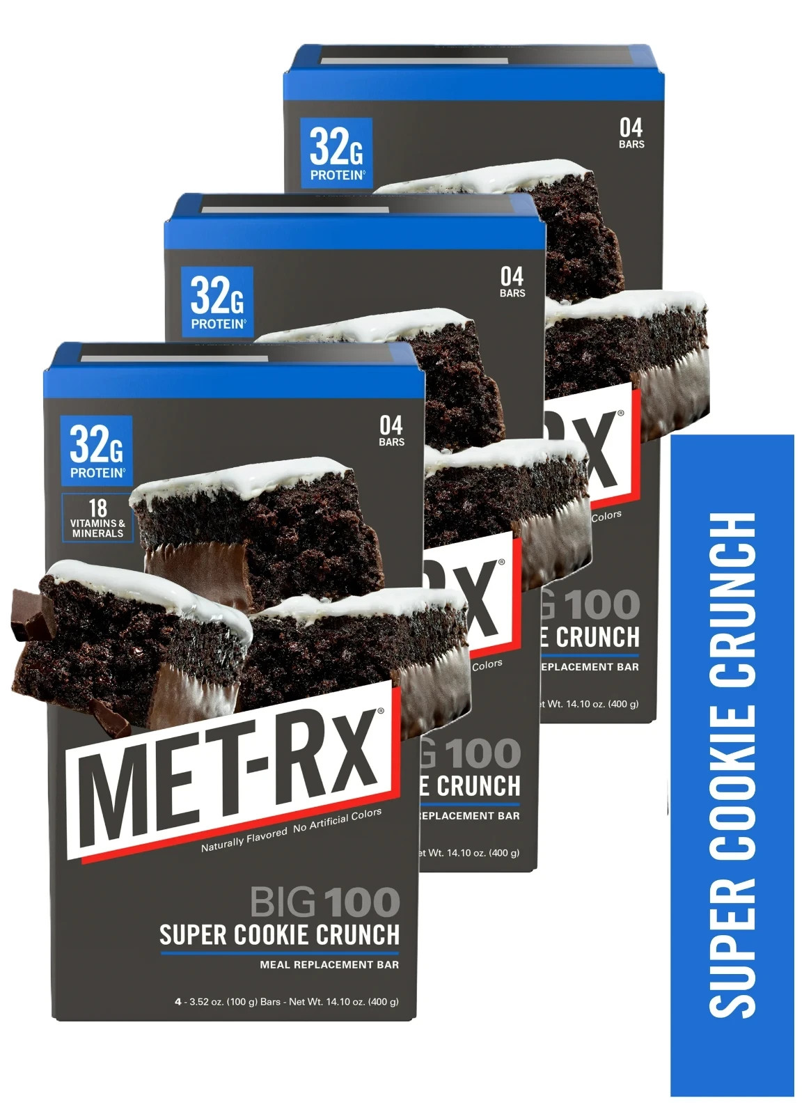 MET-Rx Big 100 High Protein Meal Replacement Bars, Super Cookie Crunch, 12 Ct MET-Rx Big 100 High Protein Meal Replacement Bars, Super Cookie Crunch, 12 Ct