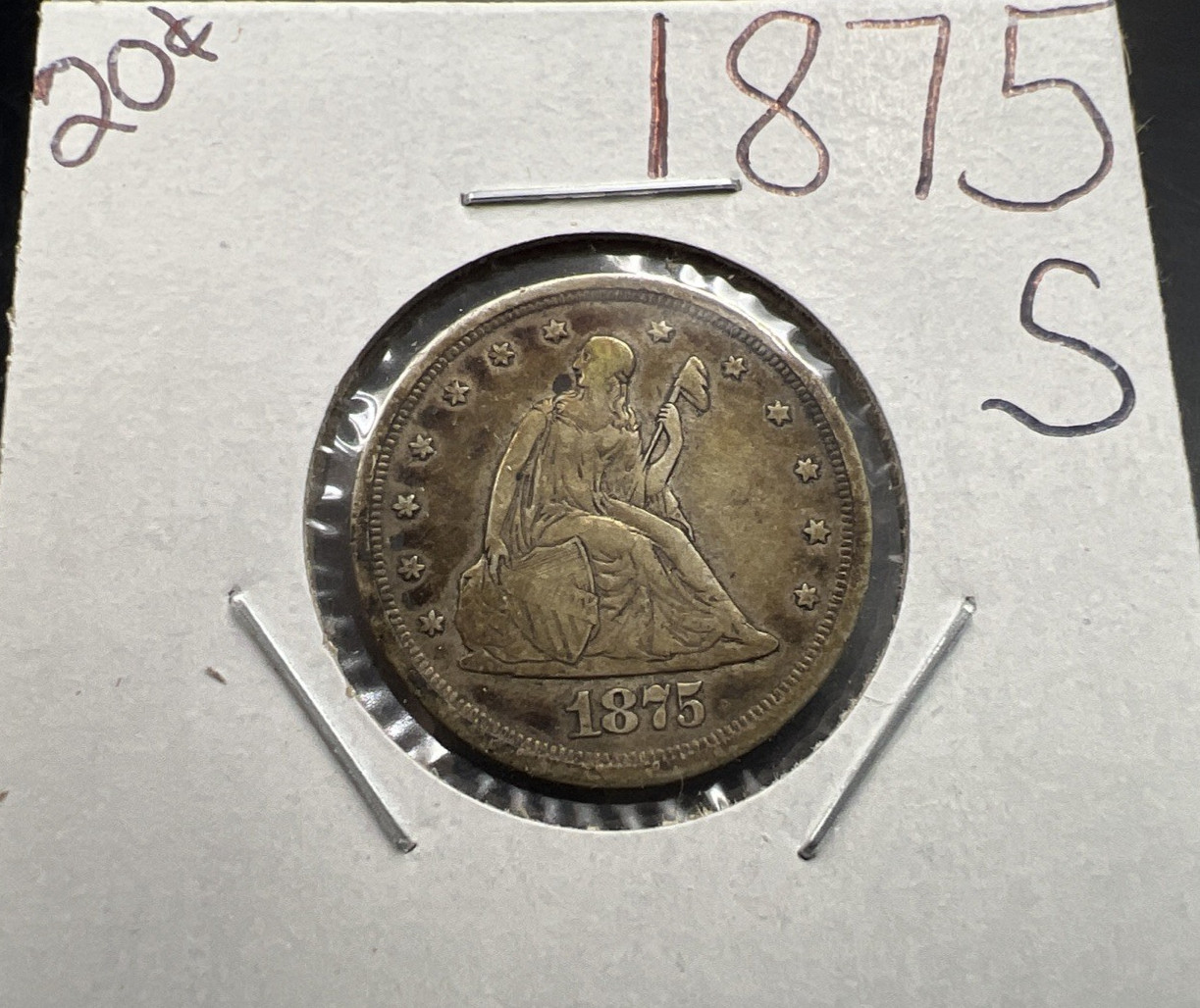 1875 S 20c Seated Liberty Twenty Cent Silver Quarter Coin XF EF Extra Fine Circ 1875 S 20c Seated Liberty Twenty Cent Silver Quarter Coin XF EF Extra Fine Circ