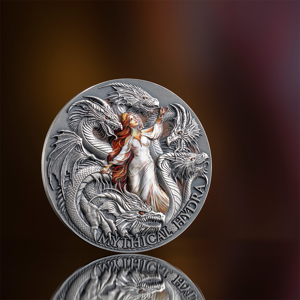 2025 Cameroon Mythical Hydra The Dragonology 2 oz Antique finish Silver Coin
