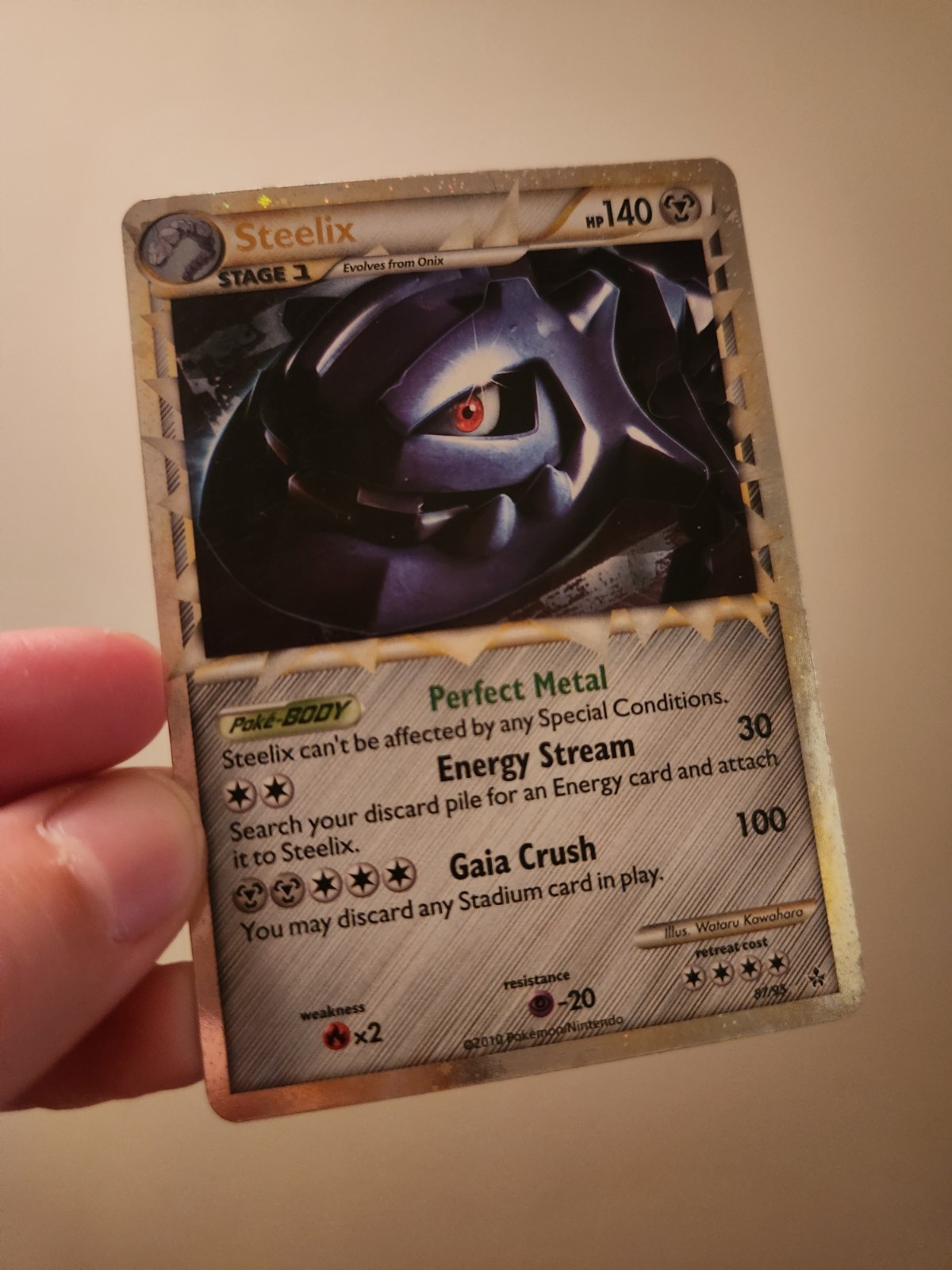 Pokémon Steelix Prime 87/95 Holo 2010 HS Unleashed HP/Damaged - Writing