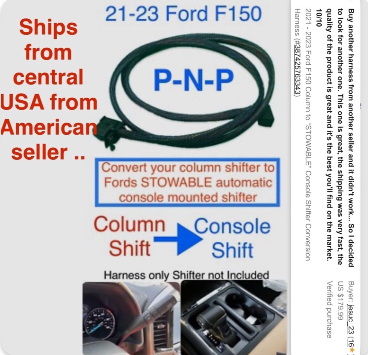 2021 - 2023 Ford F150 Column to “STOWABLE” Console Shifter Conversion Harness 2021 - 2023 Ford F150 Column to “STOWABLE” Console Shifter Conversion Harness