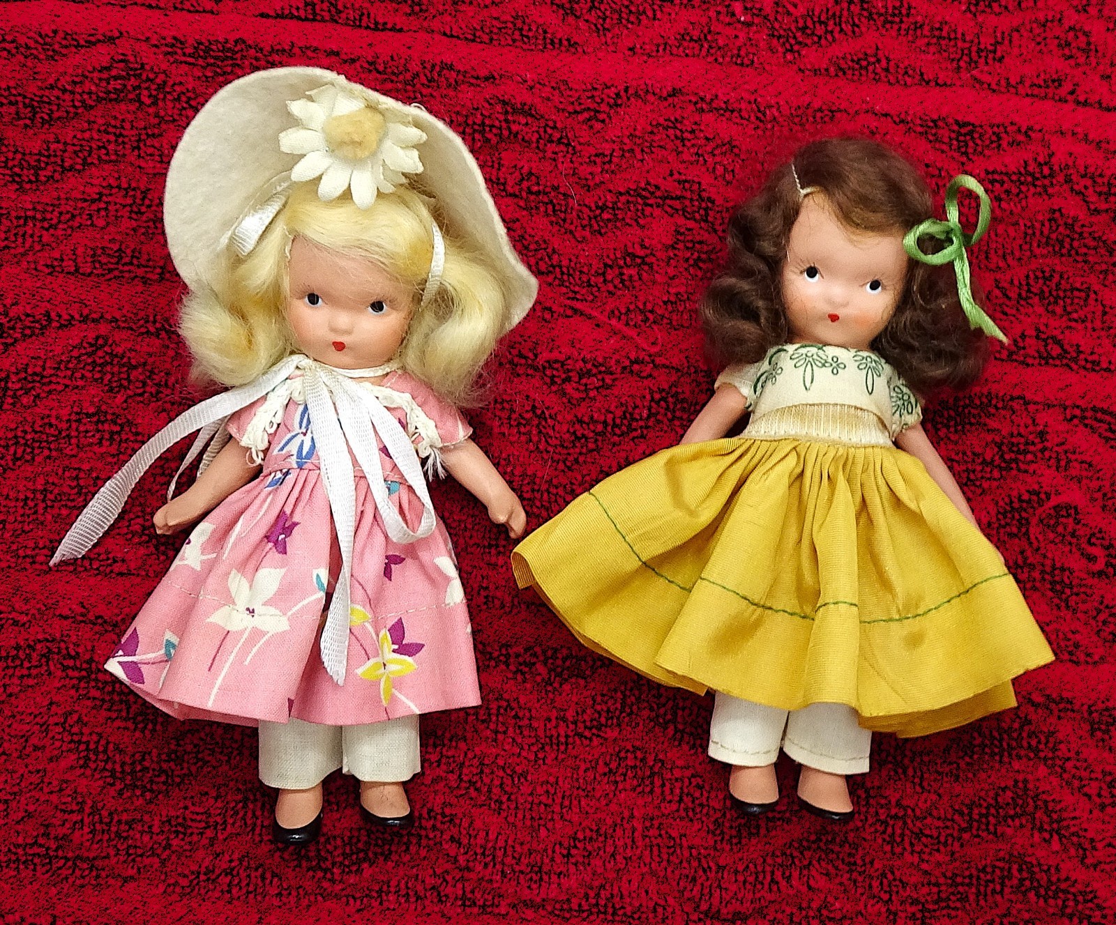 1 Blonde 1 Brunette Vintage 2 Nancy Ann Dolls Mistress Mary, Quite Contrary #119
