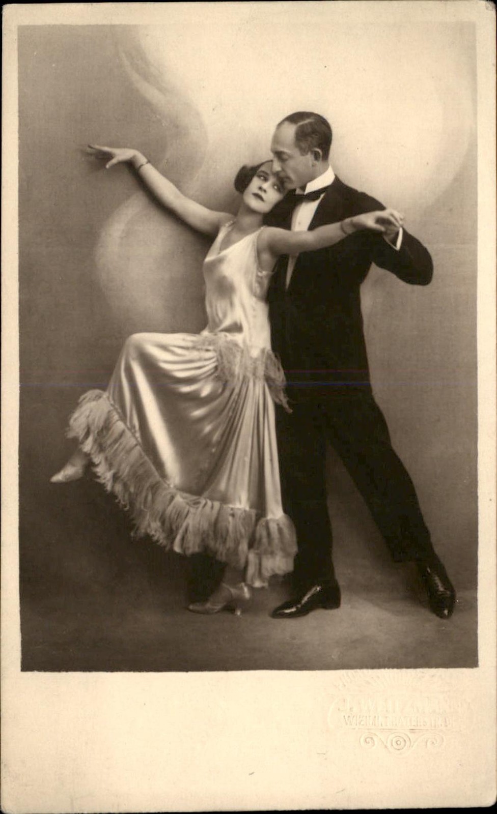 Dance Pose Couple Studio Image Wiener c1920s-30s Real Photo Vintage Postcard