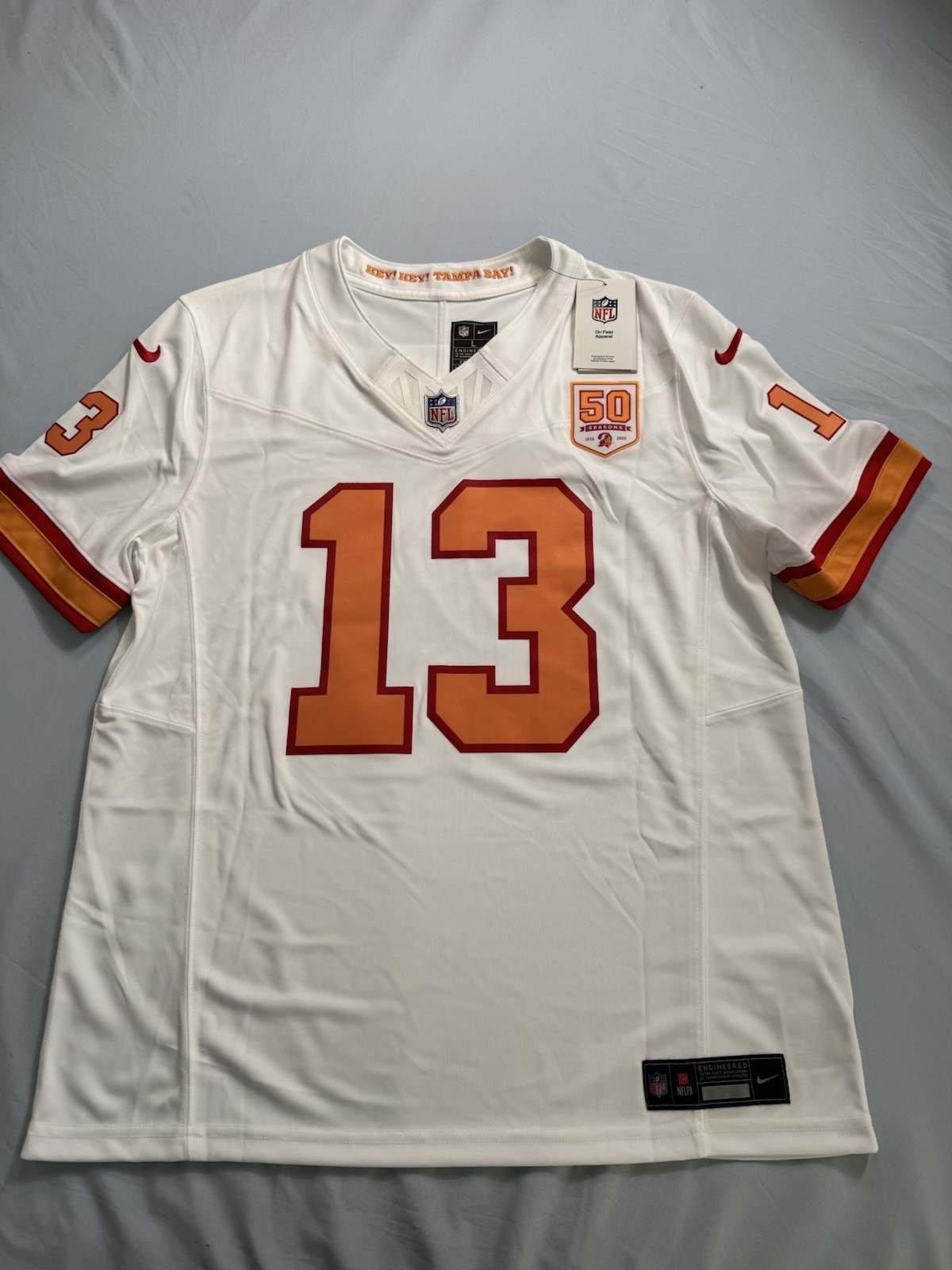 NWT Tampa Bay Buccaneers #14 Evans Men’s Large Away 50th Season Game Day Jersey NWT Tampa Bay Buccaneers #14 Evans Men’s Large Away 50th Season Game Day Jersey