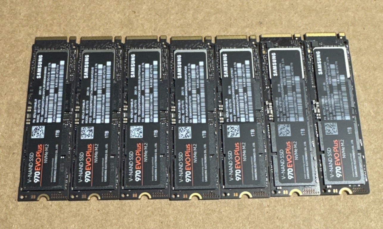 Qty 7 Samsung 2280mm 970 EVO Plus 1TB M.2 NVMe Gen 3.0 x 4 SSD MZ-V7S1T0