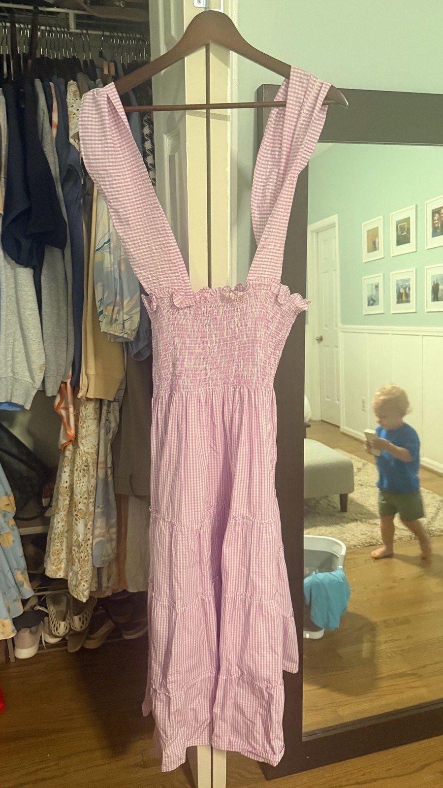 Hill House Home Marea Sasco Dress Size S Pink Gingham Maxi Hill House Home Marea Sasco Dress Size S Pink Gingham Maxi