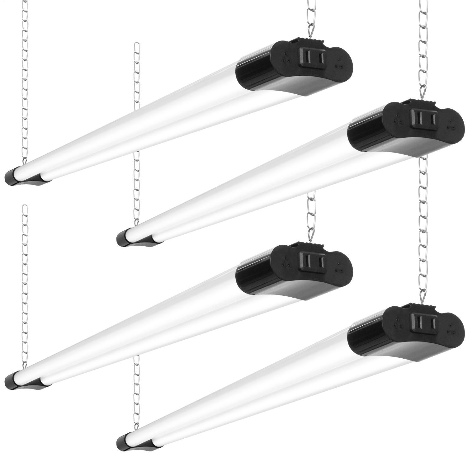 4-PACK 4' LED Shop Light Heavy Duty Linkable Fixture 5000lm Bright White Garage