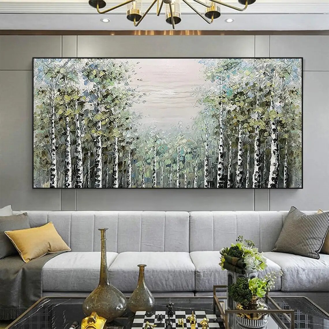 Abstract Green Forest Canvas Oil Painting Custom Acrylic Nature Hand Painted