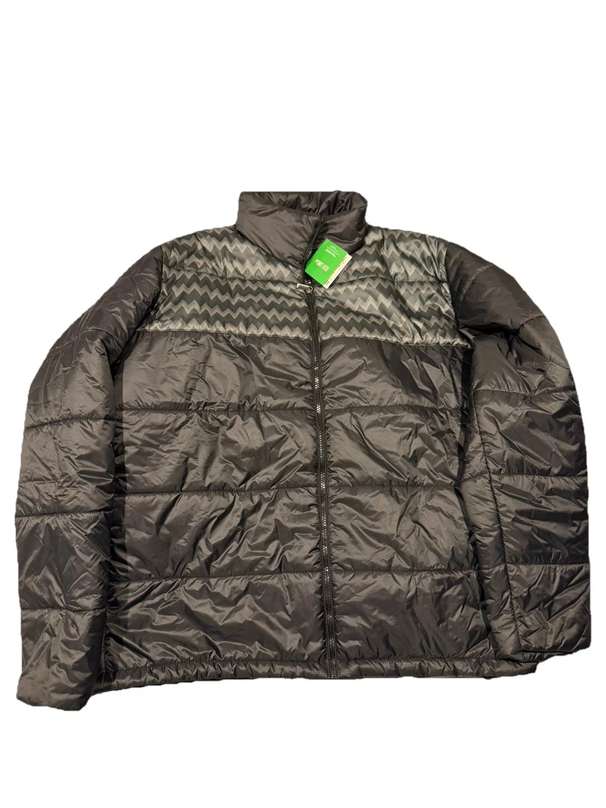 New M Missoni Men\'s Puffer Jacket Black Grey Zig Zag 2XL XXL