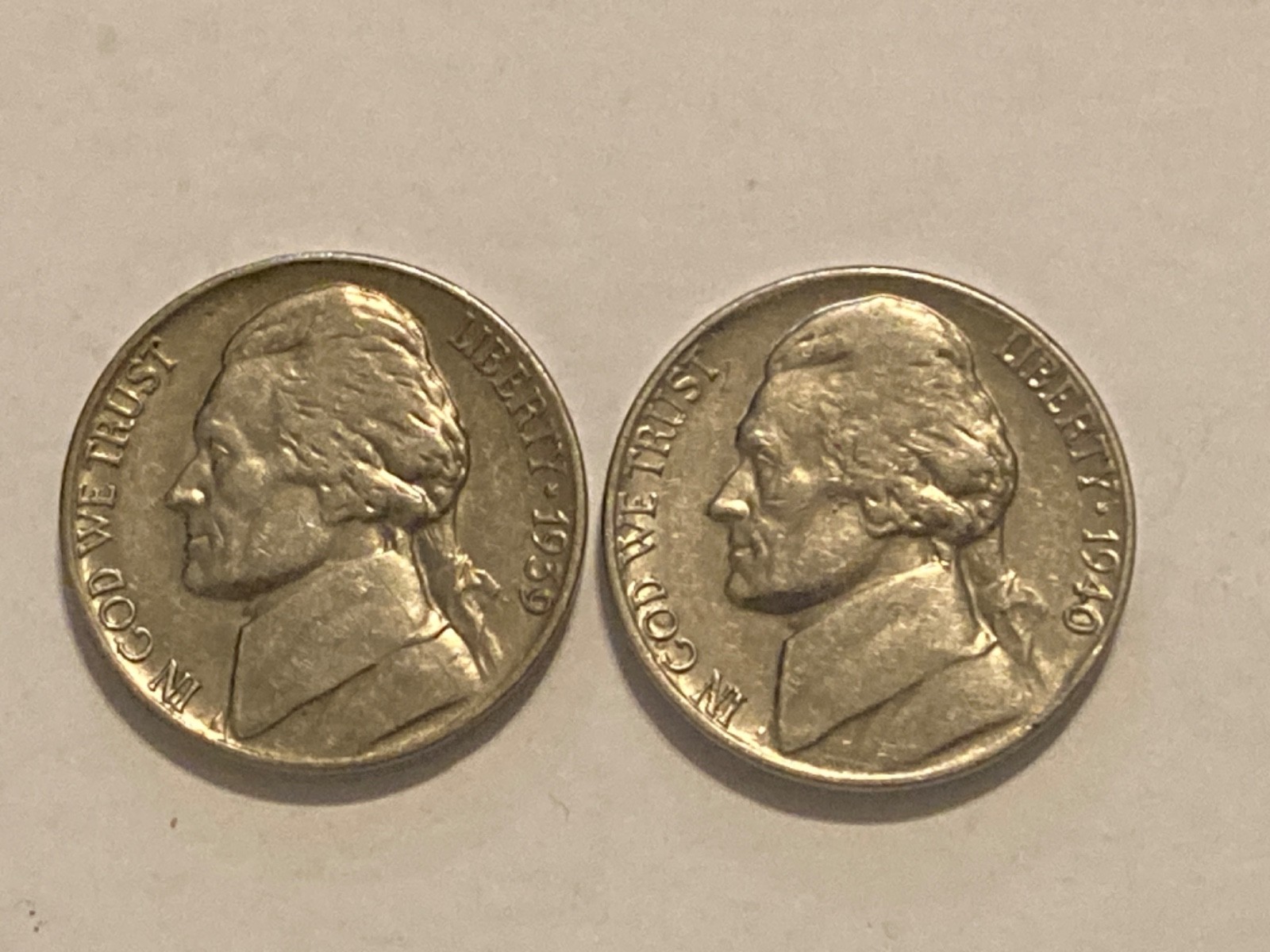 1939 and 1940 Jefferson Nickels Better Grade 1939 and 1940 Jefferson Nickels Better Grade