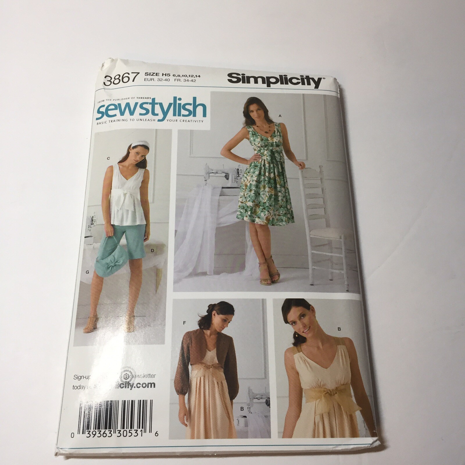 Simplicity 3867 Size 6-14 Misses\' Dress Top City Shorts Jacket Bag Simplicity 3867 Size 6-14 Misses\' Dress Top City Shorts Jacket Bag
