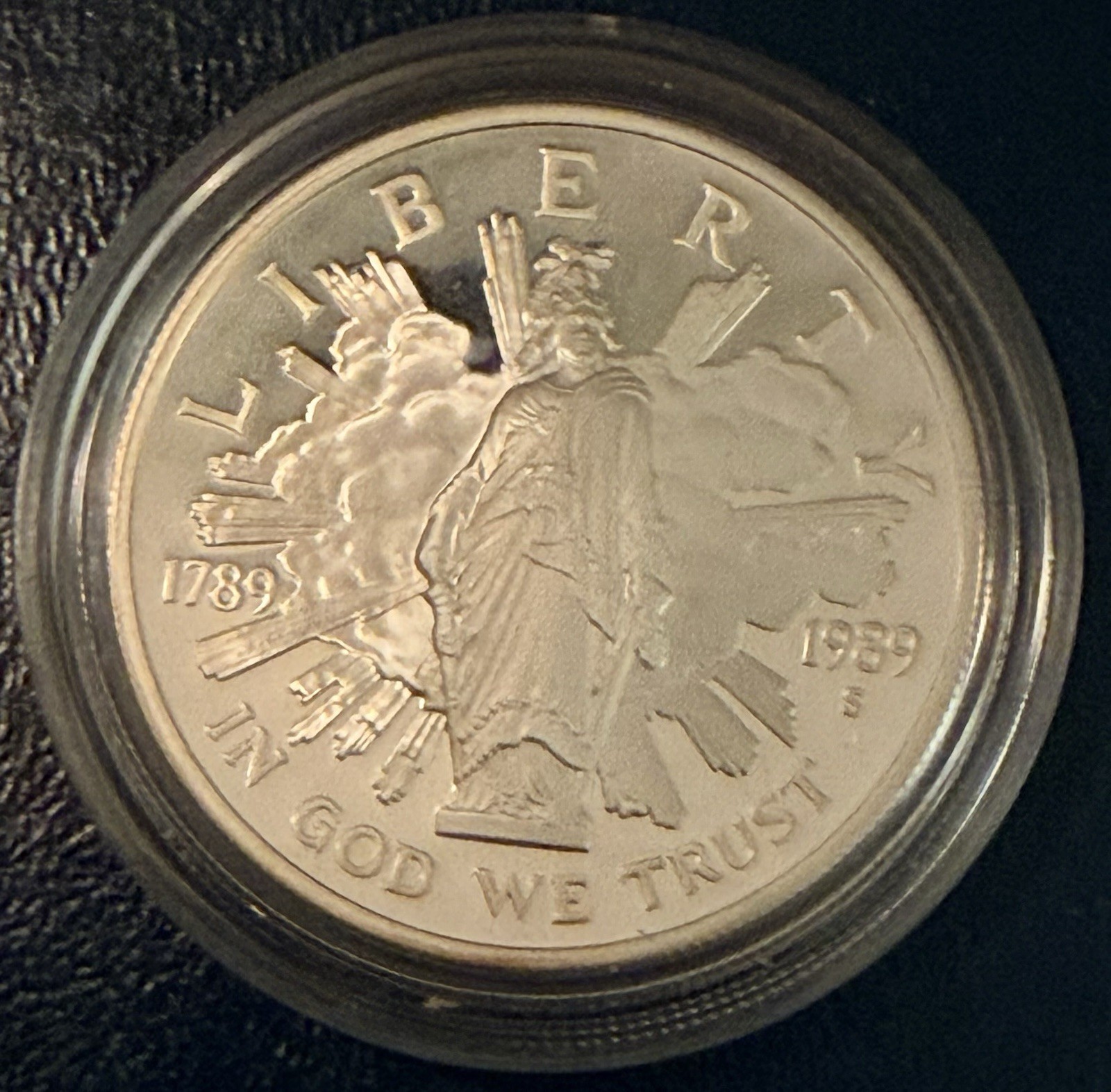 1989-S United States Bicentennial Congress Silver Dollar Proof Box & COA READ