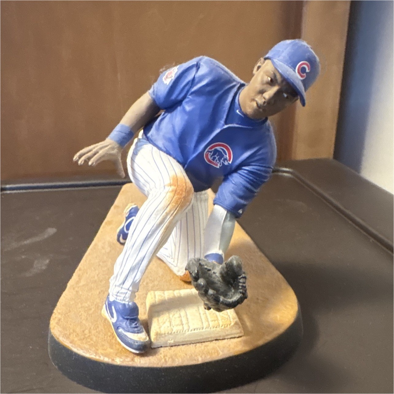 Starlin Castro #13 Fielding Baseball Figurine on Base Blue/White